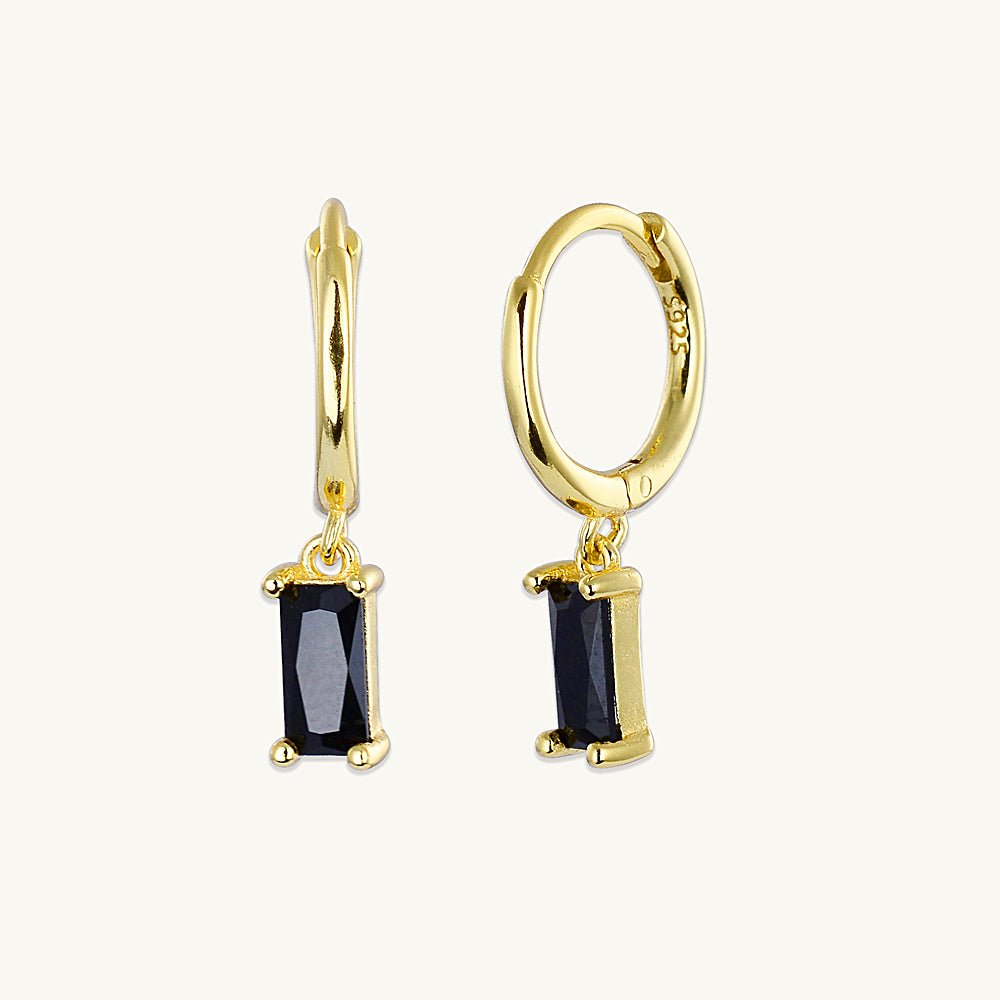 Black Baguette Hoop Earrings - Camile & Stone