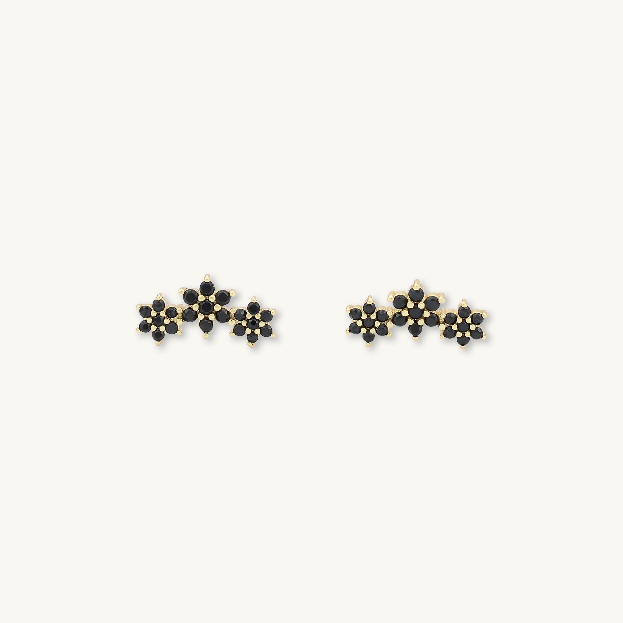 Black Daisy Cluster Sapphire Earrings - Camile & Stone