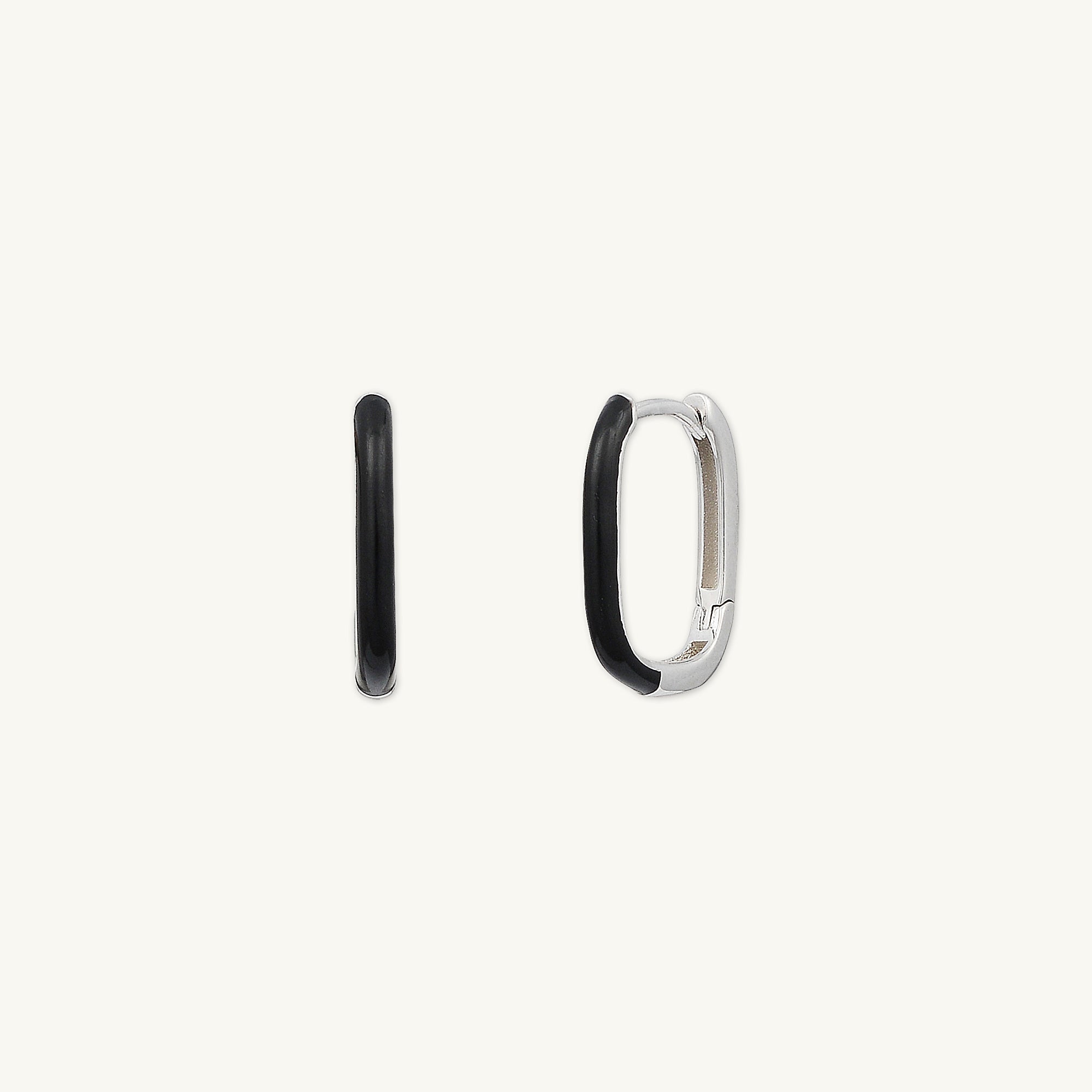 Black Lacquered Huggie Earrings - Camile & Stone