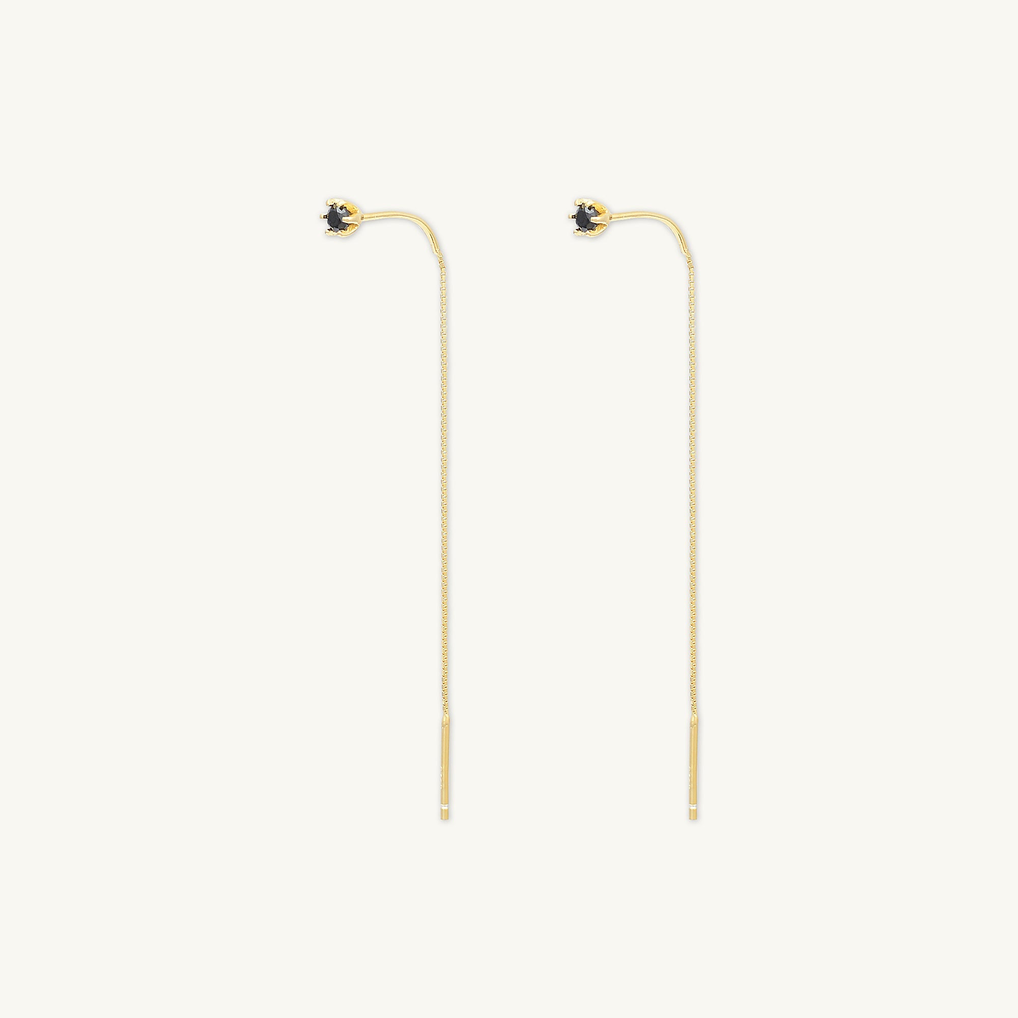 Black Sapphire Threader Earrings - Camile & Stone