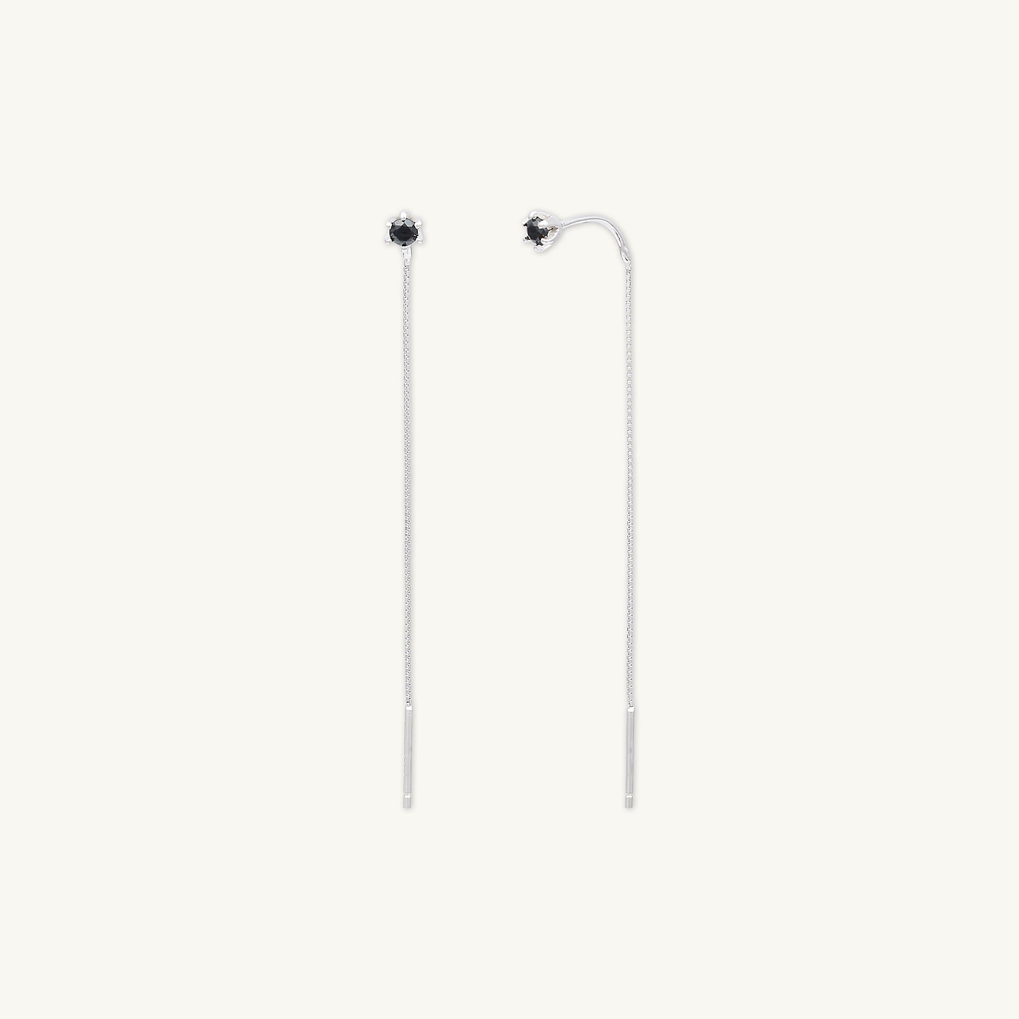 Black Sapphire Threader Earrings - Camile & Stone