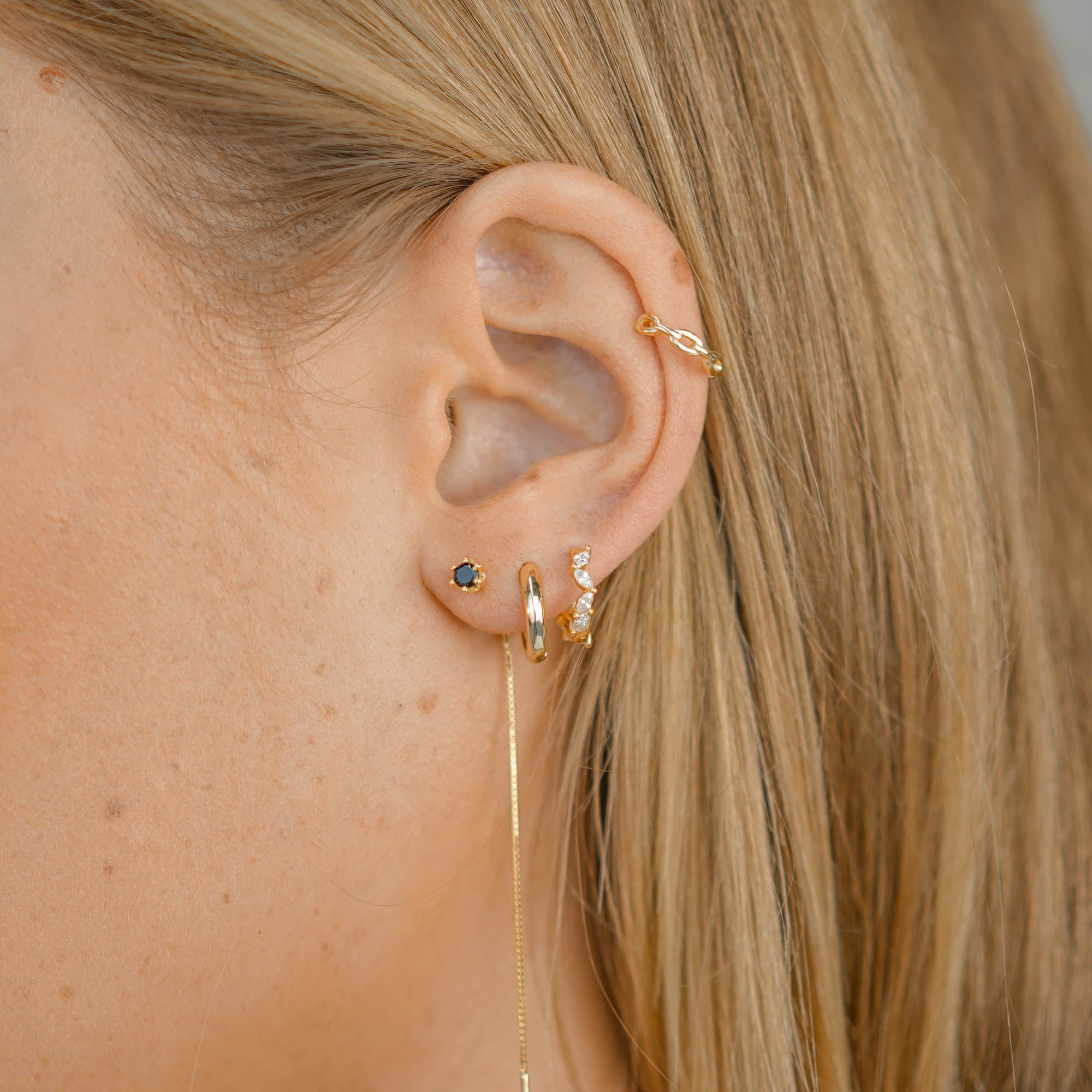 Black Sapphire Threader Earrings - Camile & Stone