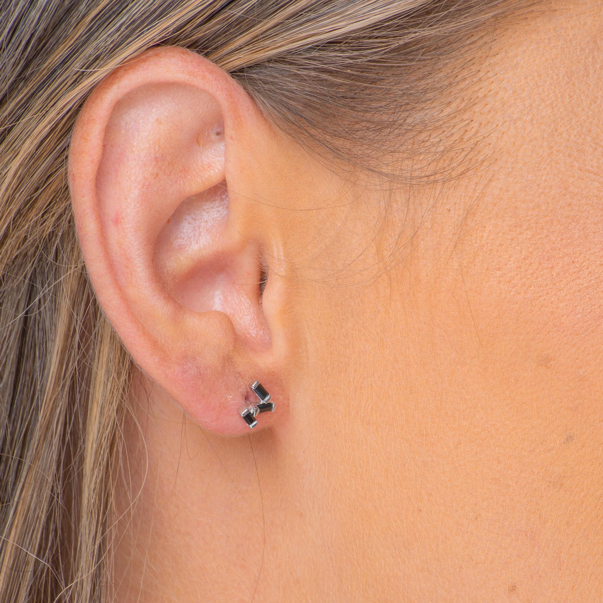 Black Trio Baguette Earrings - Camile & Stone