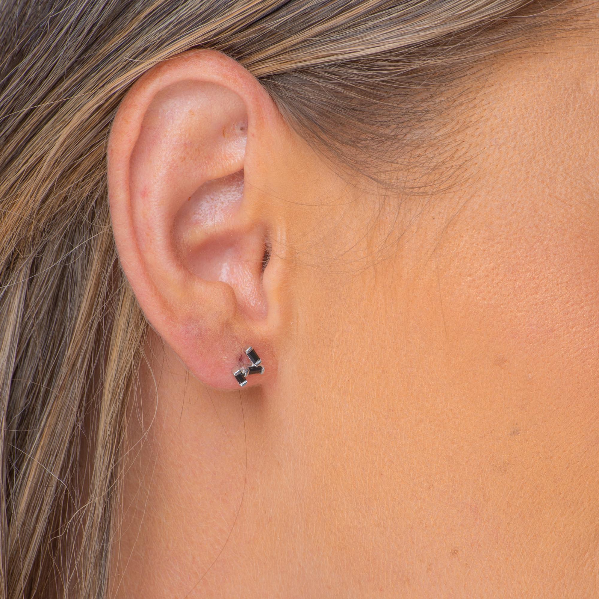 Black Trio Baguette Earrings - Camile & Stone