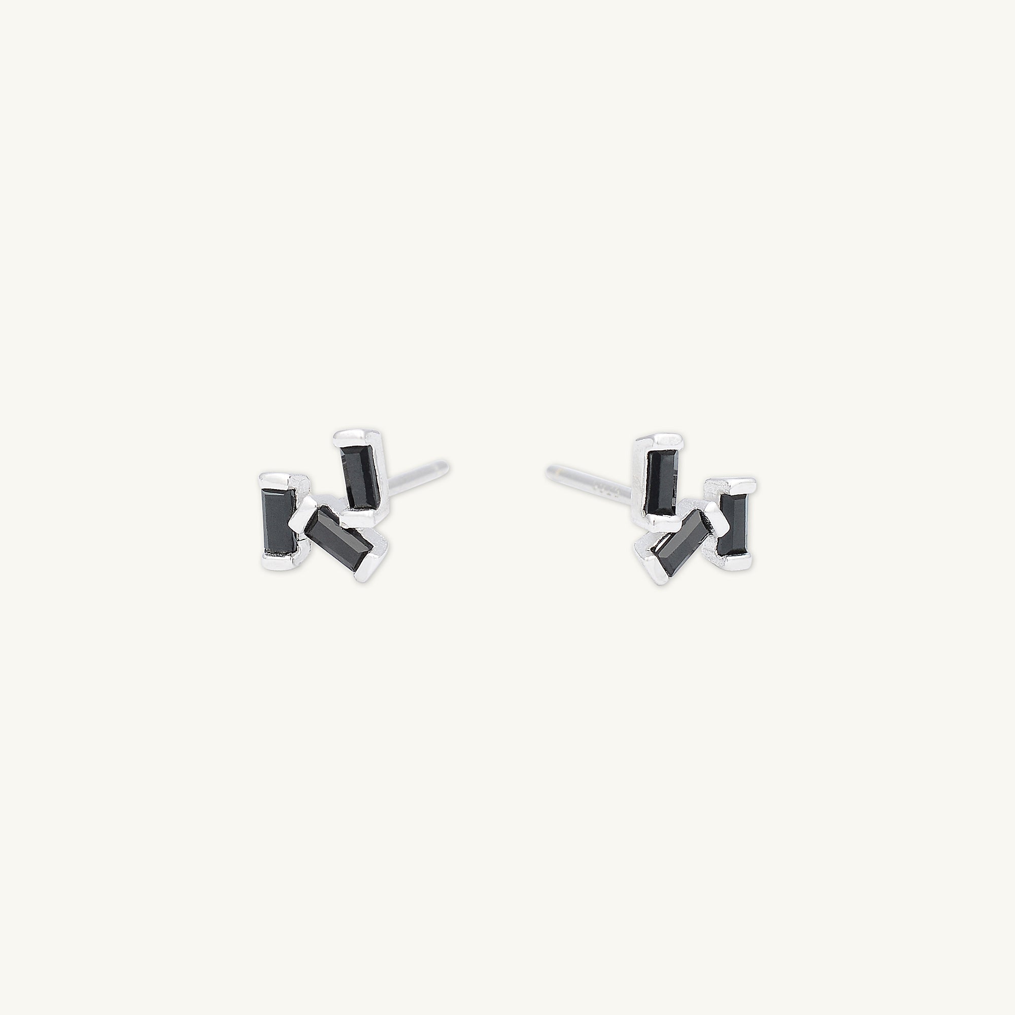 Black Trio Baguette Earrings - Camile & Stone