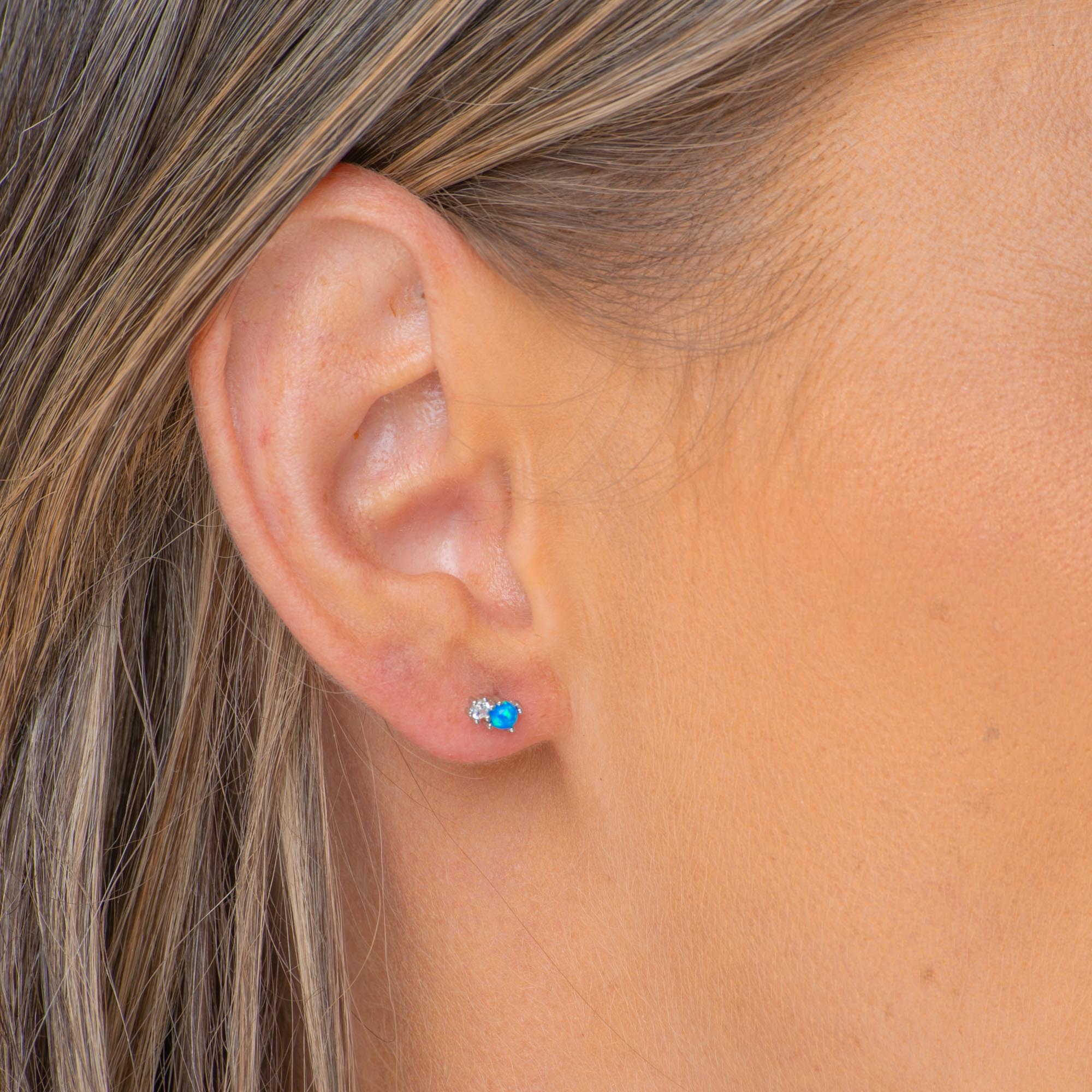 Blue Opal Sapphire Stud Earrings - Camile & Stone