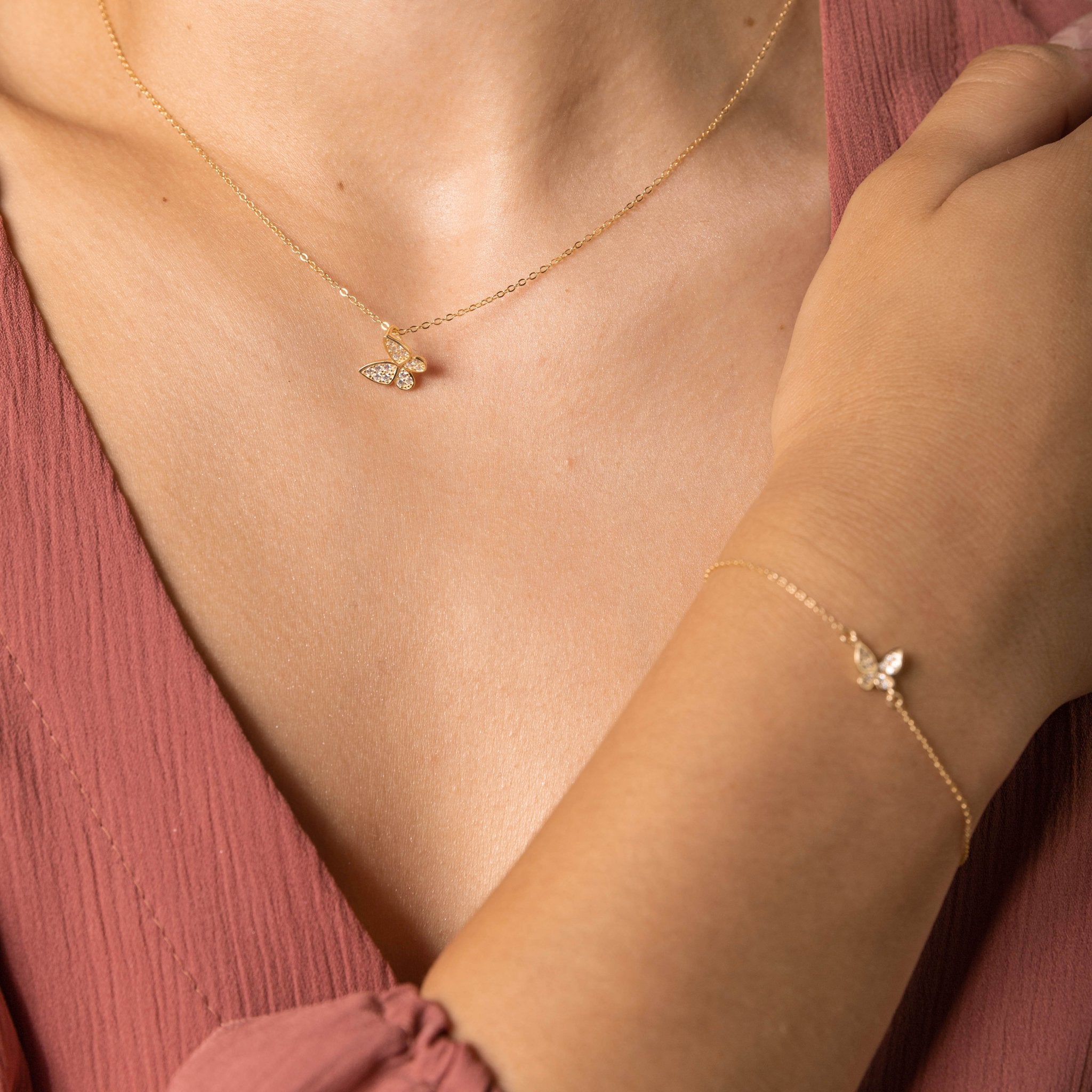 Butterfly Sapphire Chain Necklace - Camile & Stone