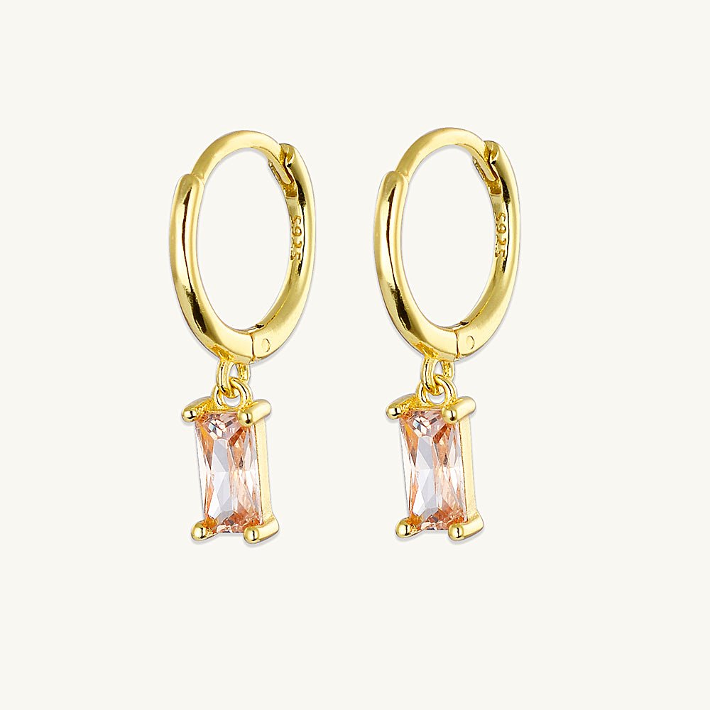 Champagne Baguette Hoop Earrings - Camile & Stone