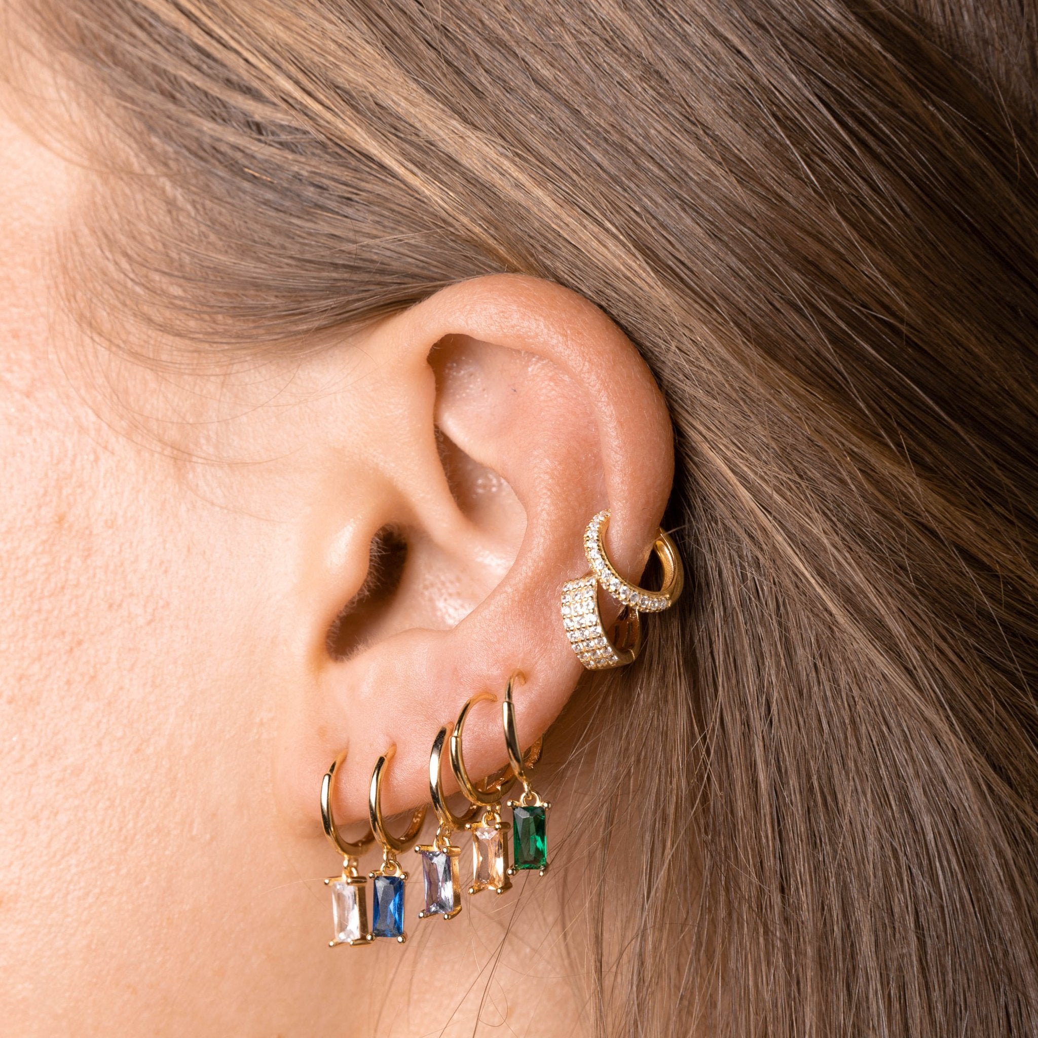Champagne Baguette Hoop Earrings - Camile & Stone
