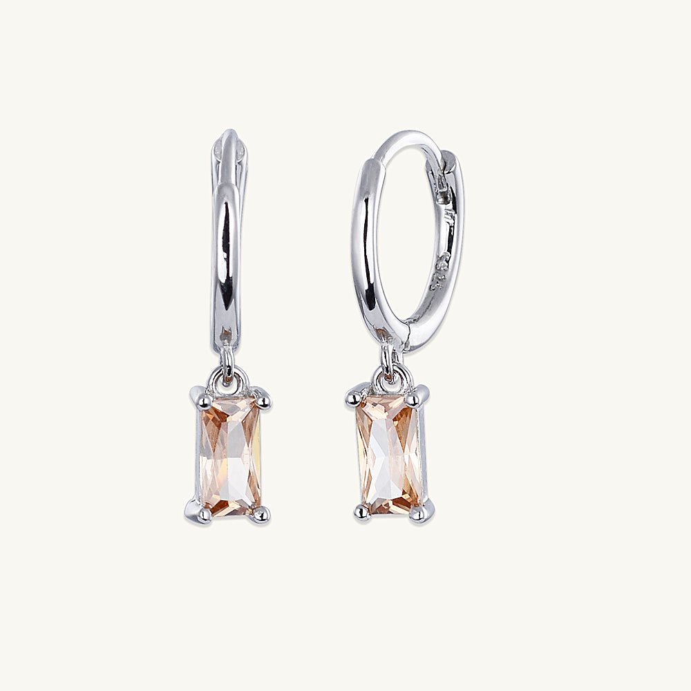 Champagne Baguette Hoop Earrings - Camile & Stone