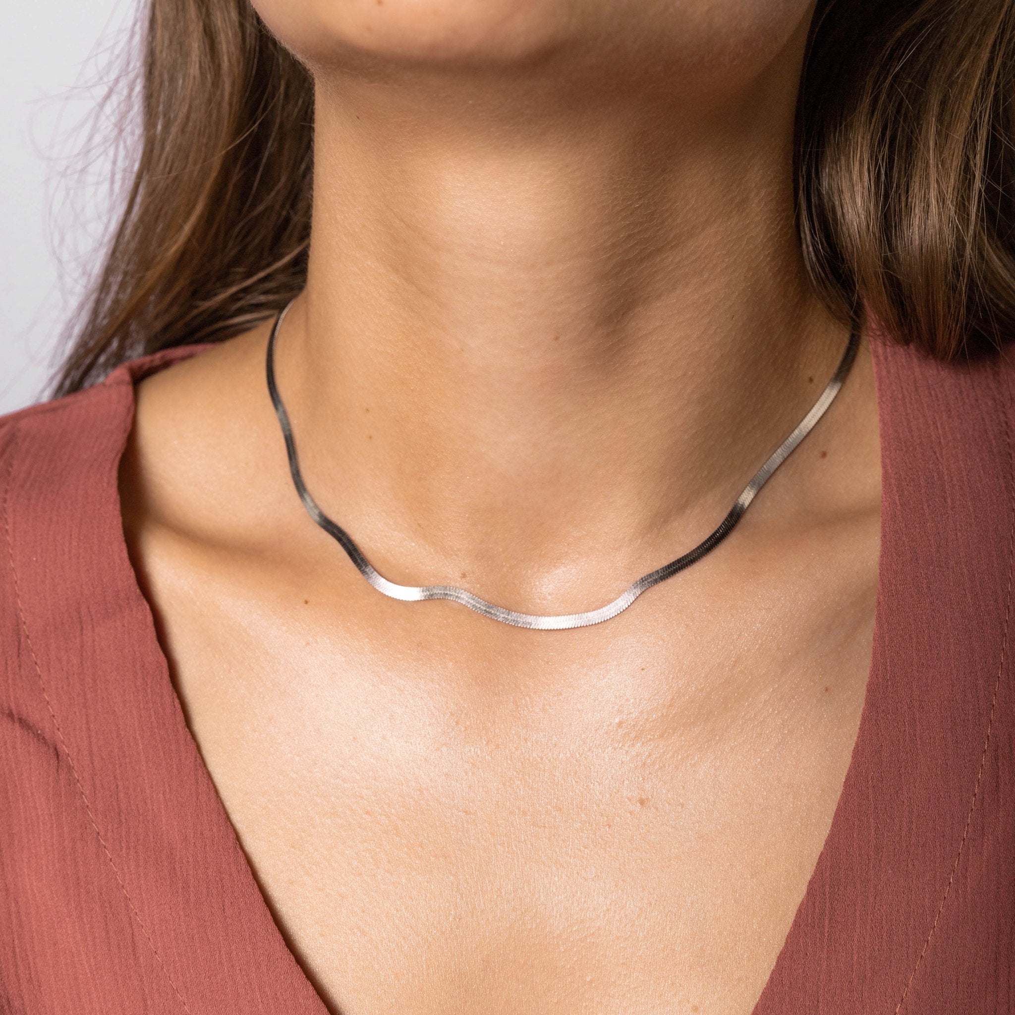 Classic Herringbone Chain Necklace - Camile & Stone