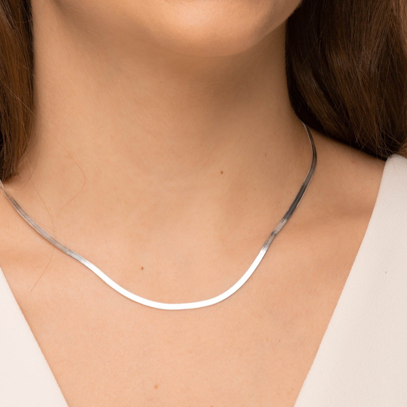 Classic Herringbone Chain Necklace - Camile & Stone