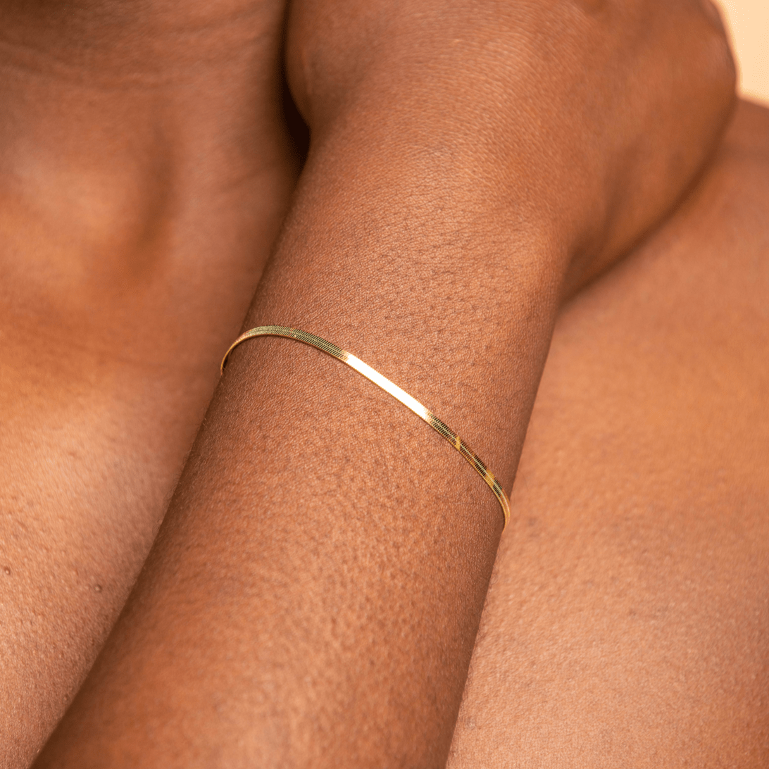 Classic Herringbone Snake Chain Bracelet - Camile & Stone