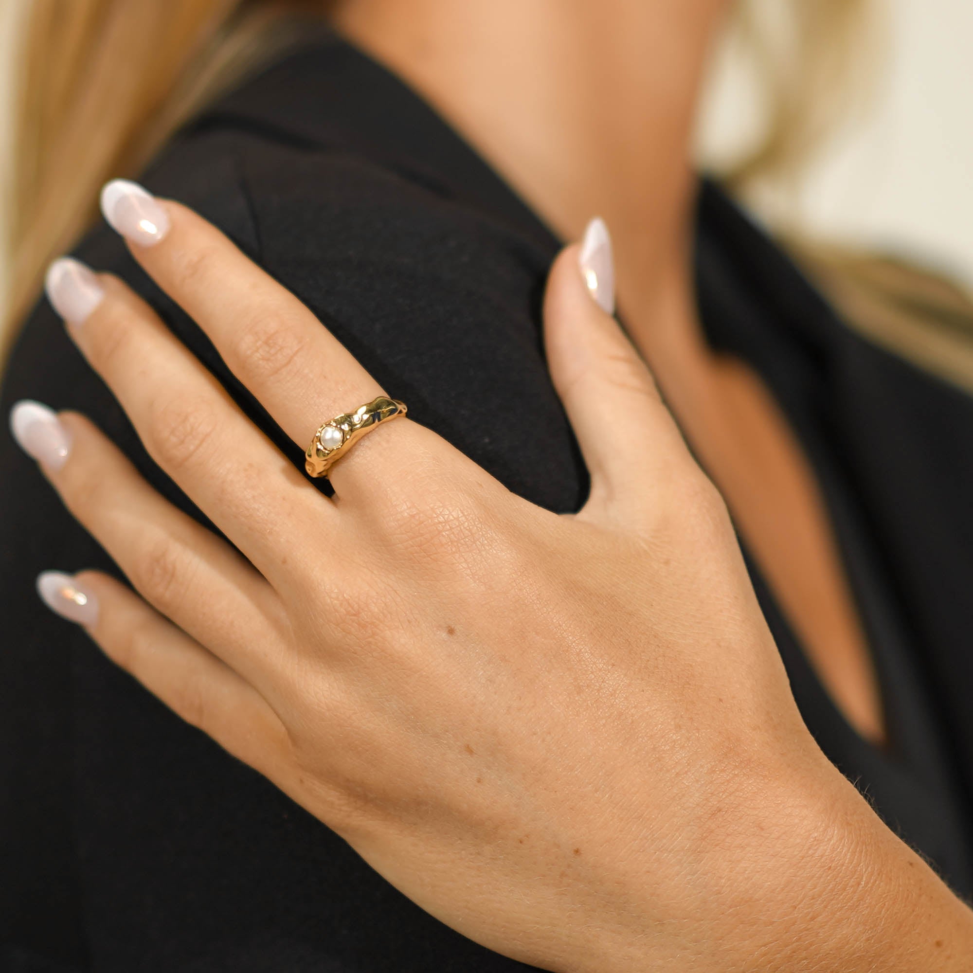 Classic Molten Pearl Open Ring - Camile & Stone