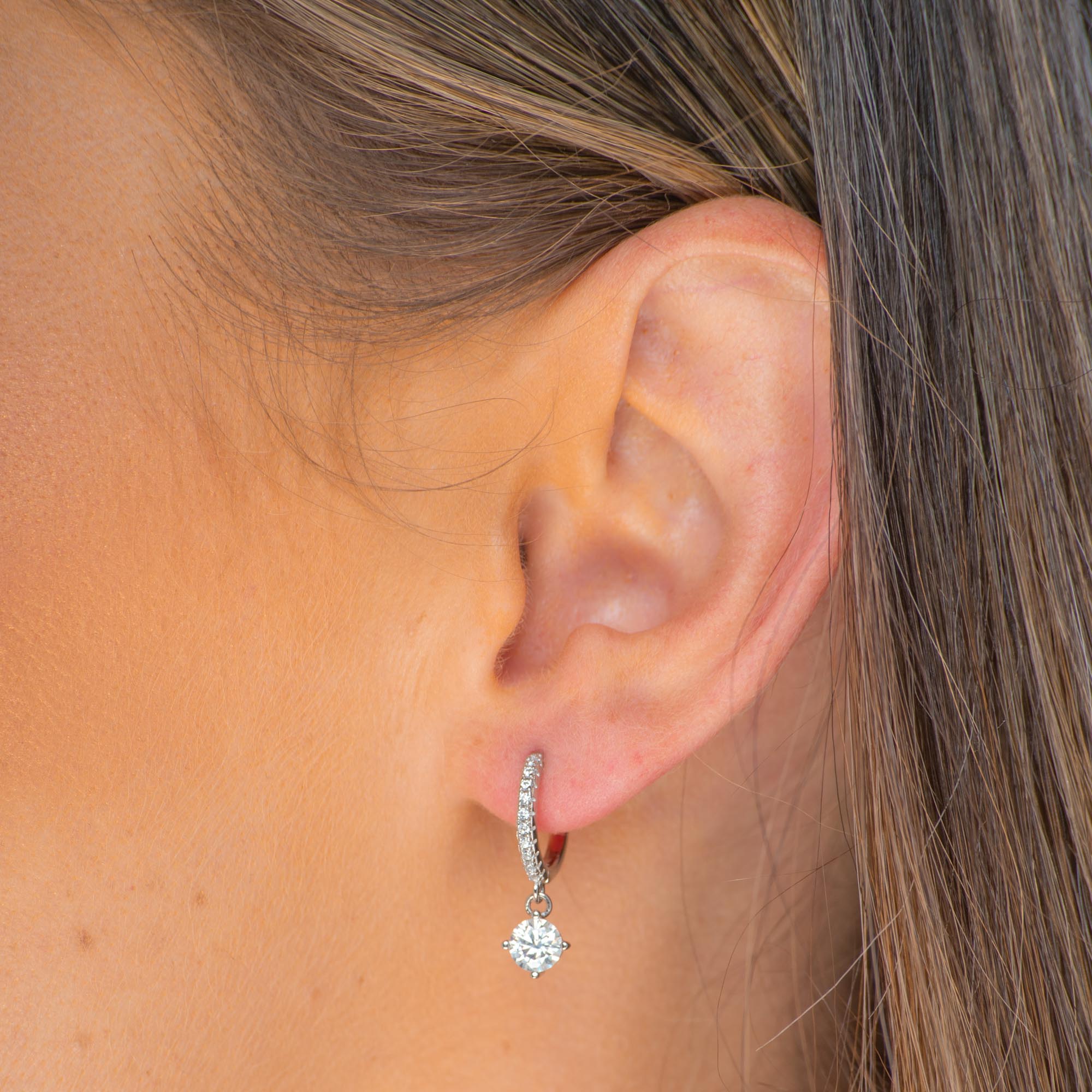 Classic Round Cut Moissanite Hoop Huggie Earrings 1.0 Carat - Camile & Stone