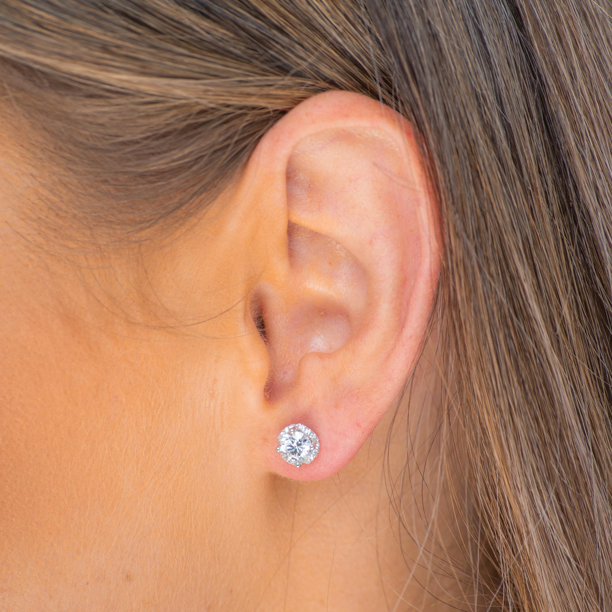 Clover Cushioned Halo Moissanite Stud Earrings 0.5 Carat - Camile & Stone