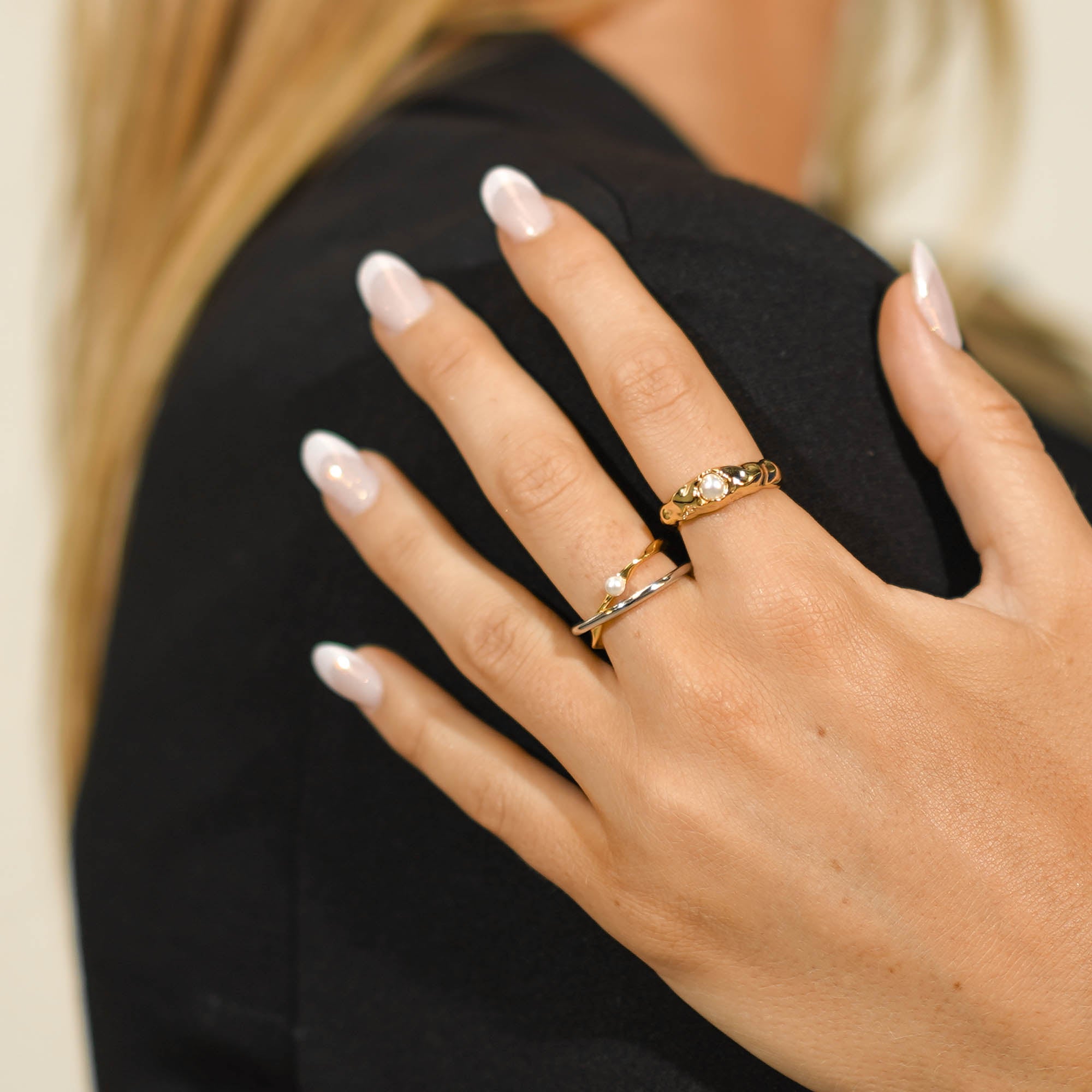 Criss Cross Pearl Open Ring - Camile & Stone