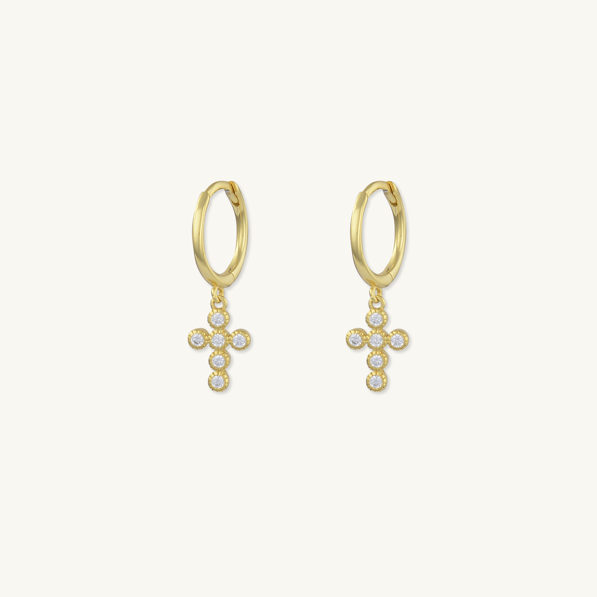Cross Sapphire Huggie Earrings - Camile & Stone