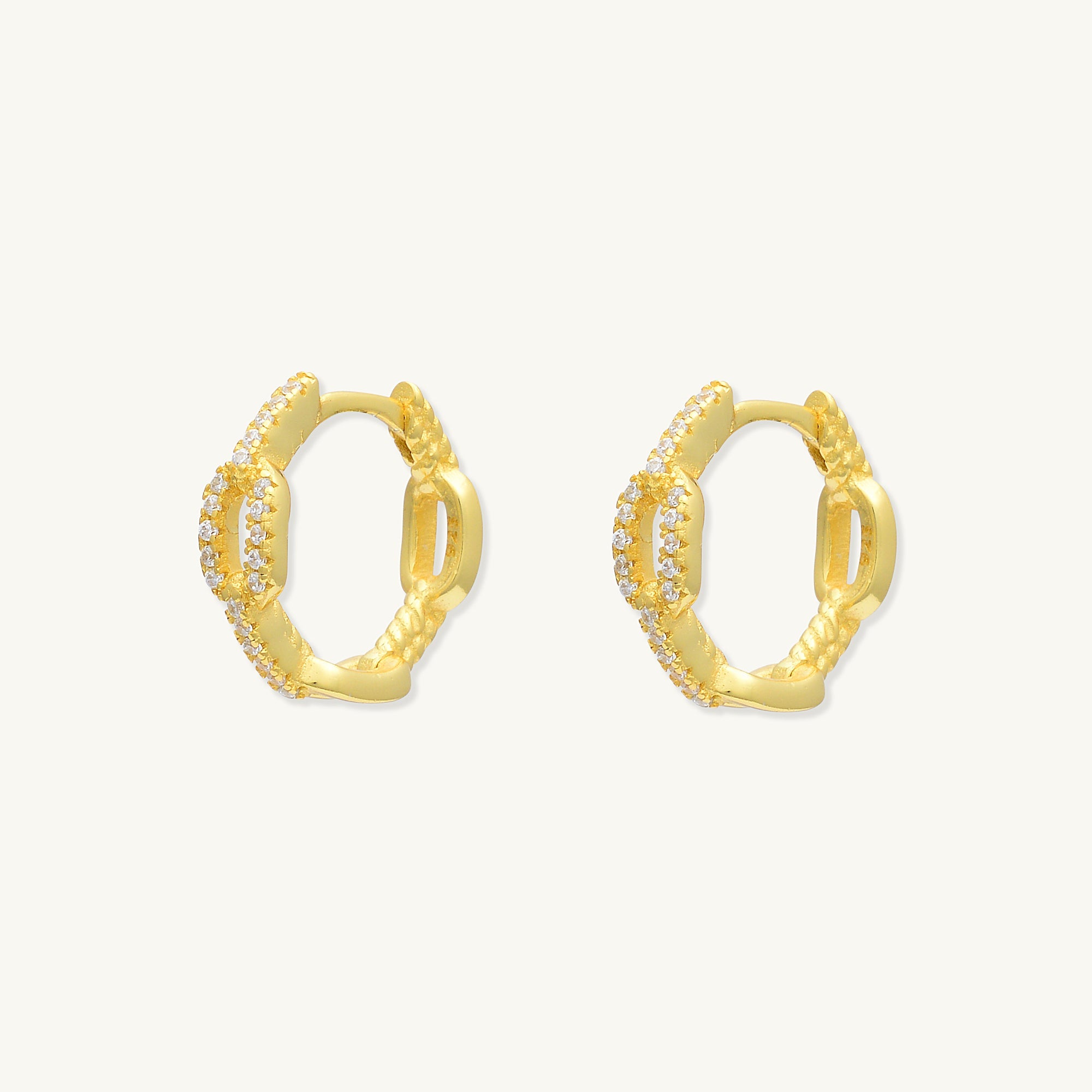 Cuban Link Sapphire Huggie Hoop Earrings - Camile & Stone