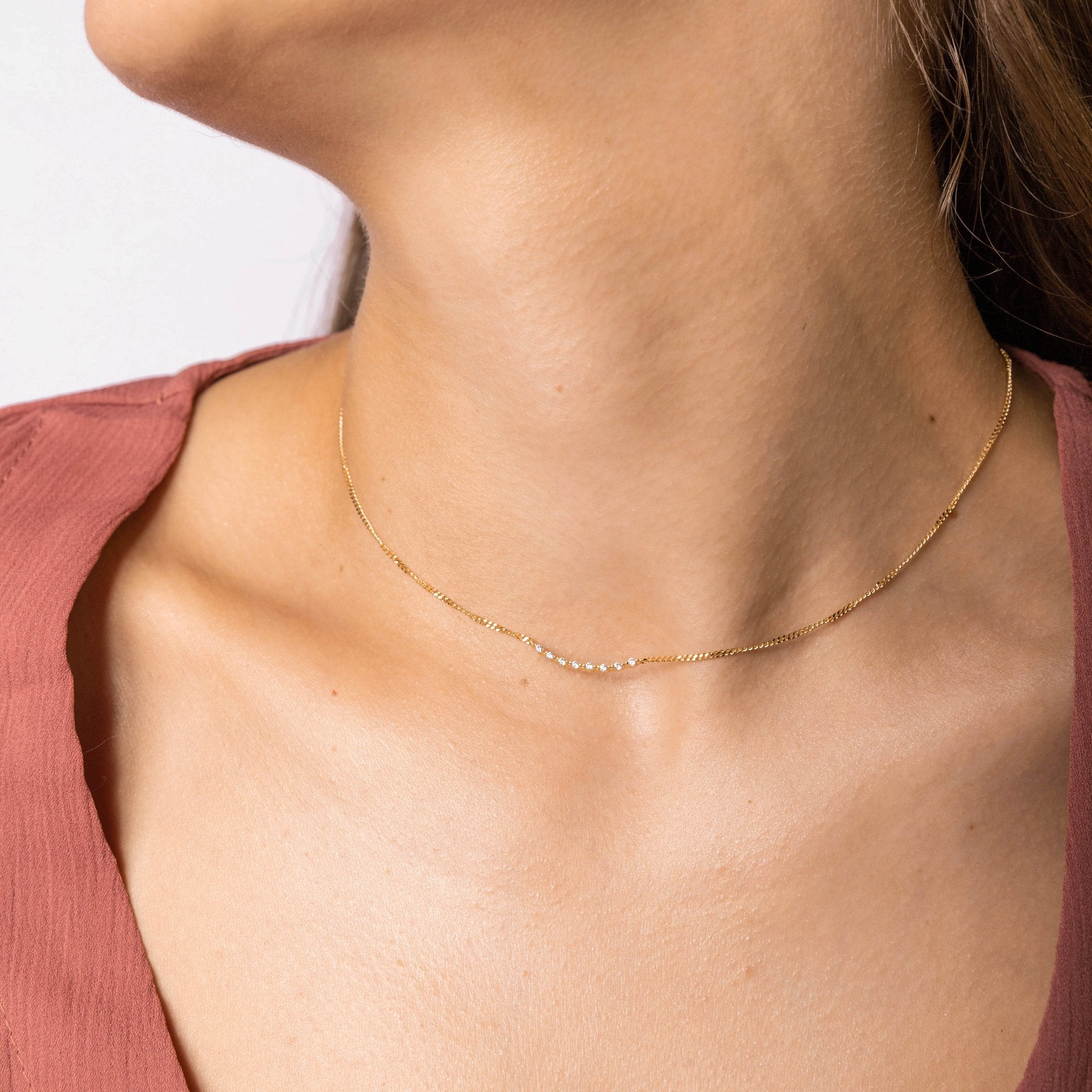 Curved Sapphire Bar Necklace - Camile & Stone