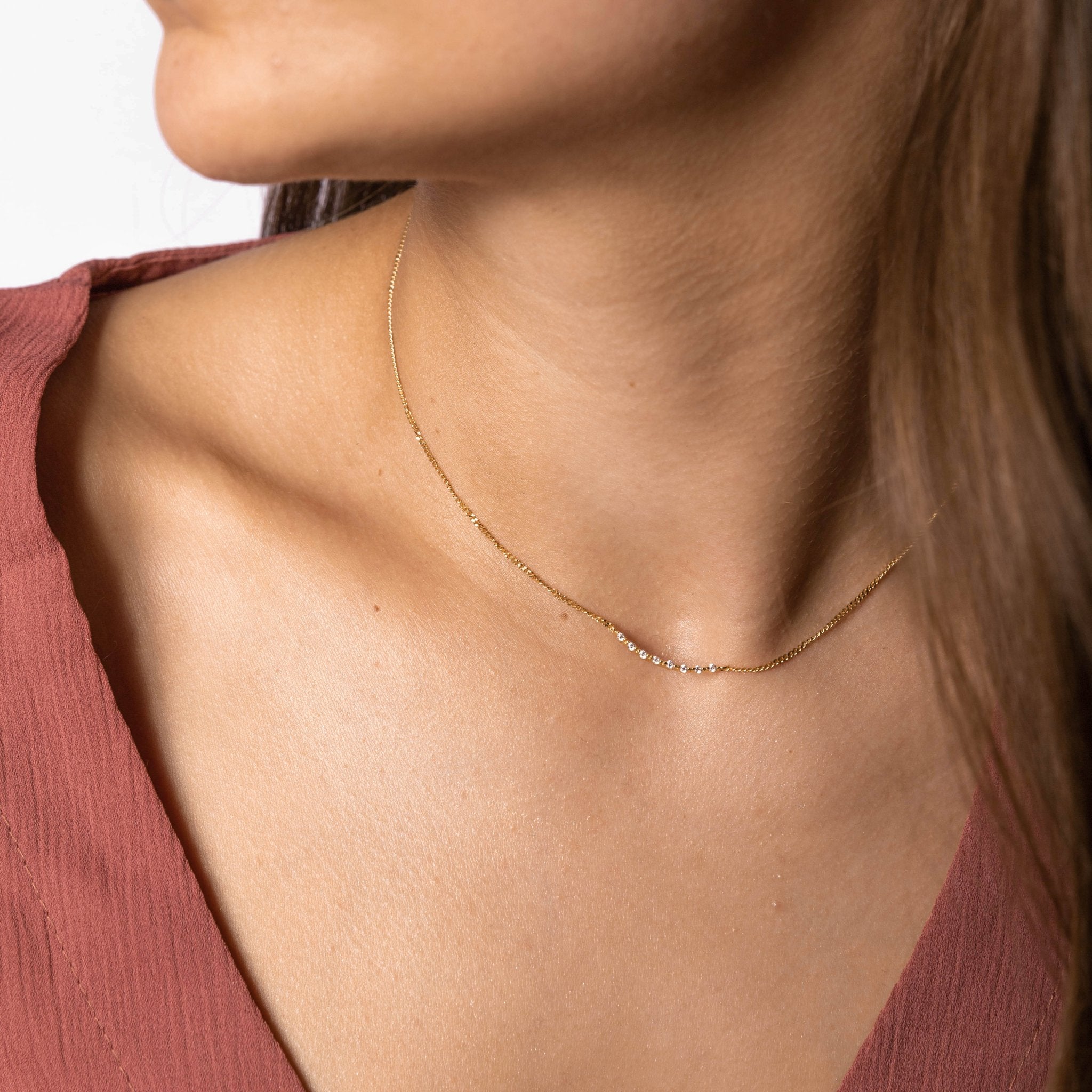 Curved Sapphire Bar Necklace - Camile & Stone