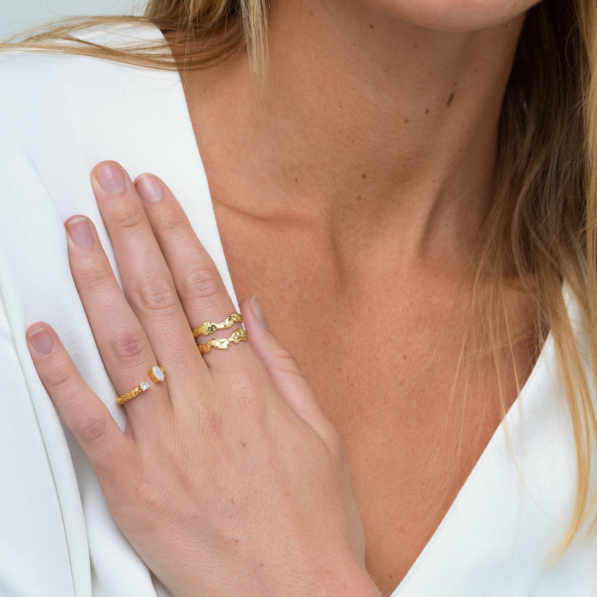 Double Molten Statement Open Ring - Camile & Stone