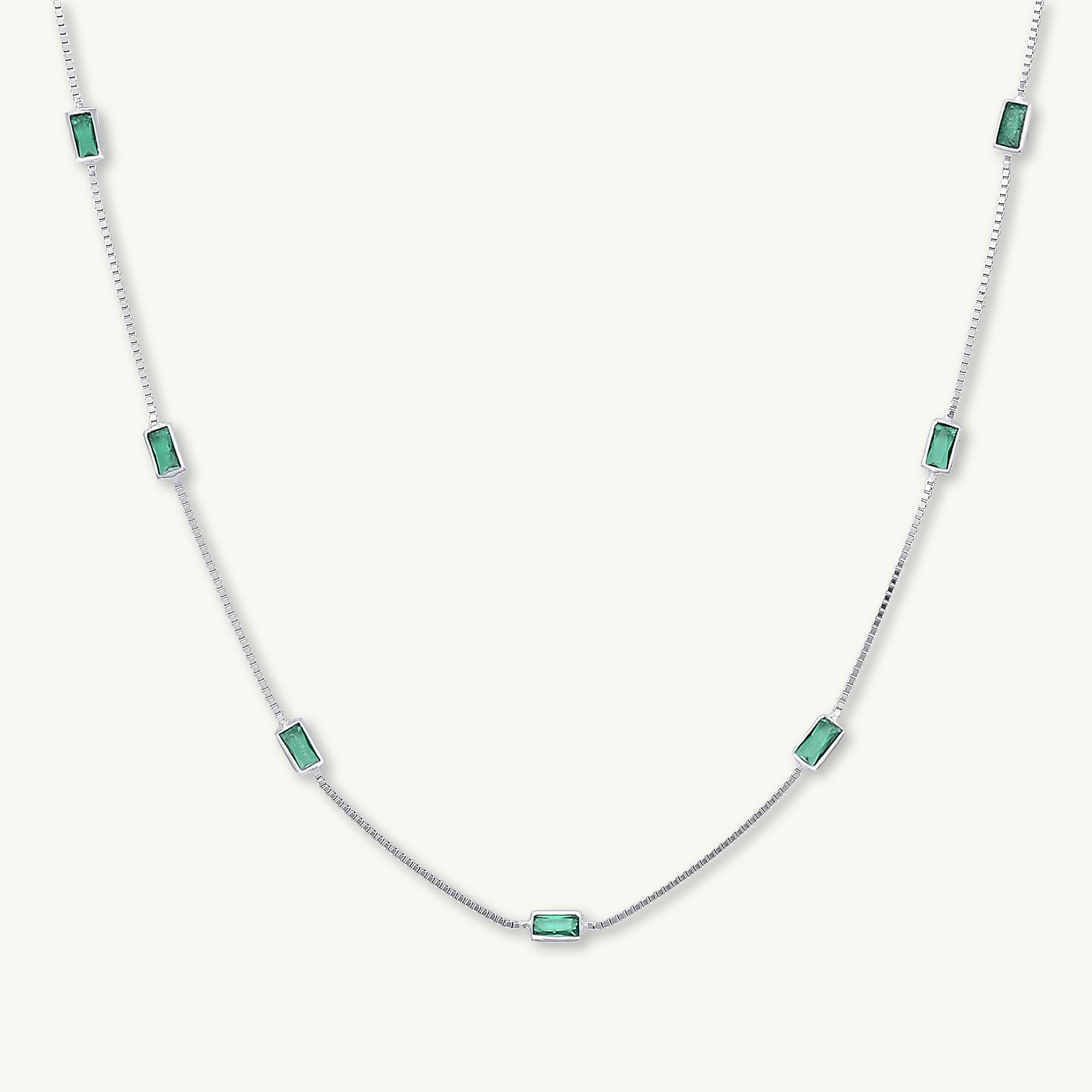 Emerald Baguette Station Necklace - Camile & Stone