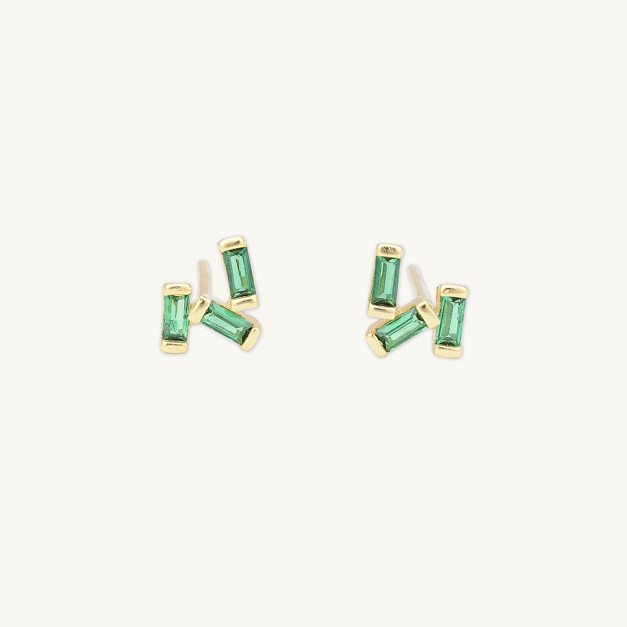 Emerald Green Trio Baguette Earrings - Camile & Stone