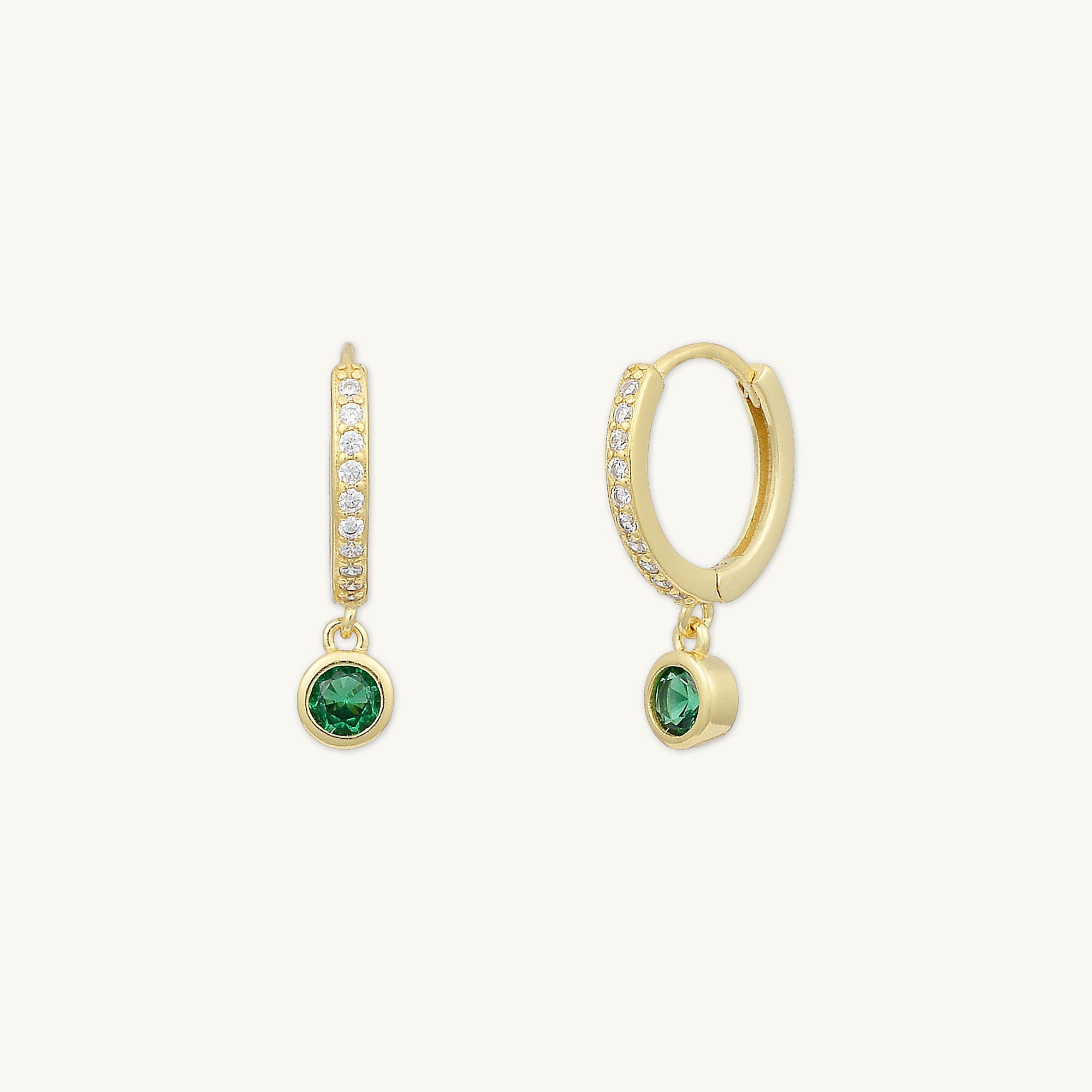 Emerald Sapphire Drop Hoop Earrings - Camile & Stone
