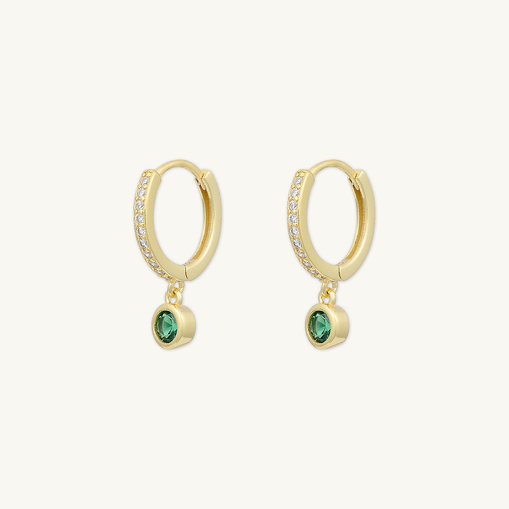 Emerald Sapphire Drop Hoop Earrings - Camile & Stone