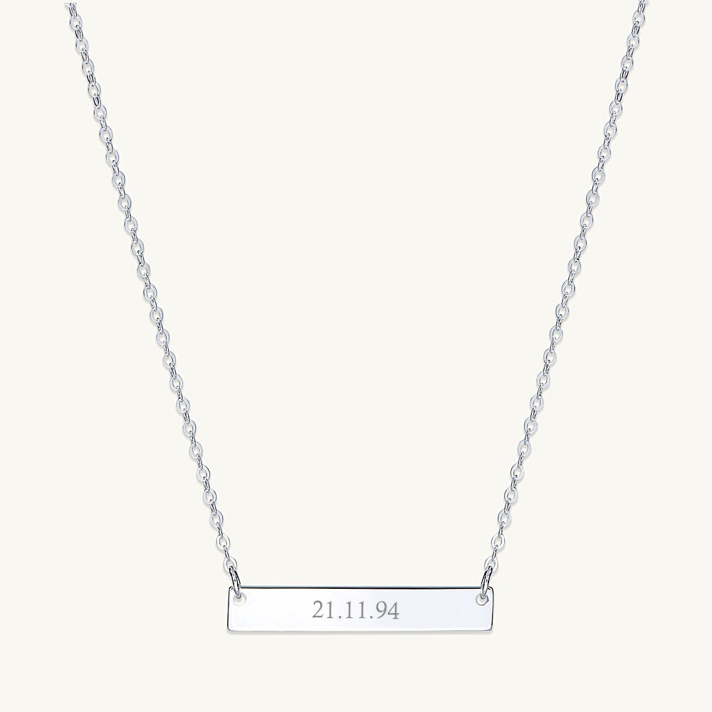 Engraved Date Bar Necklace - Camile & Stone