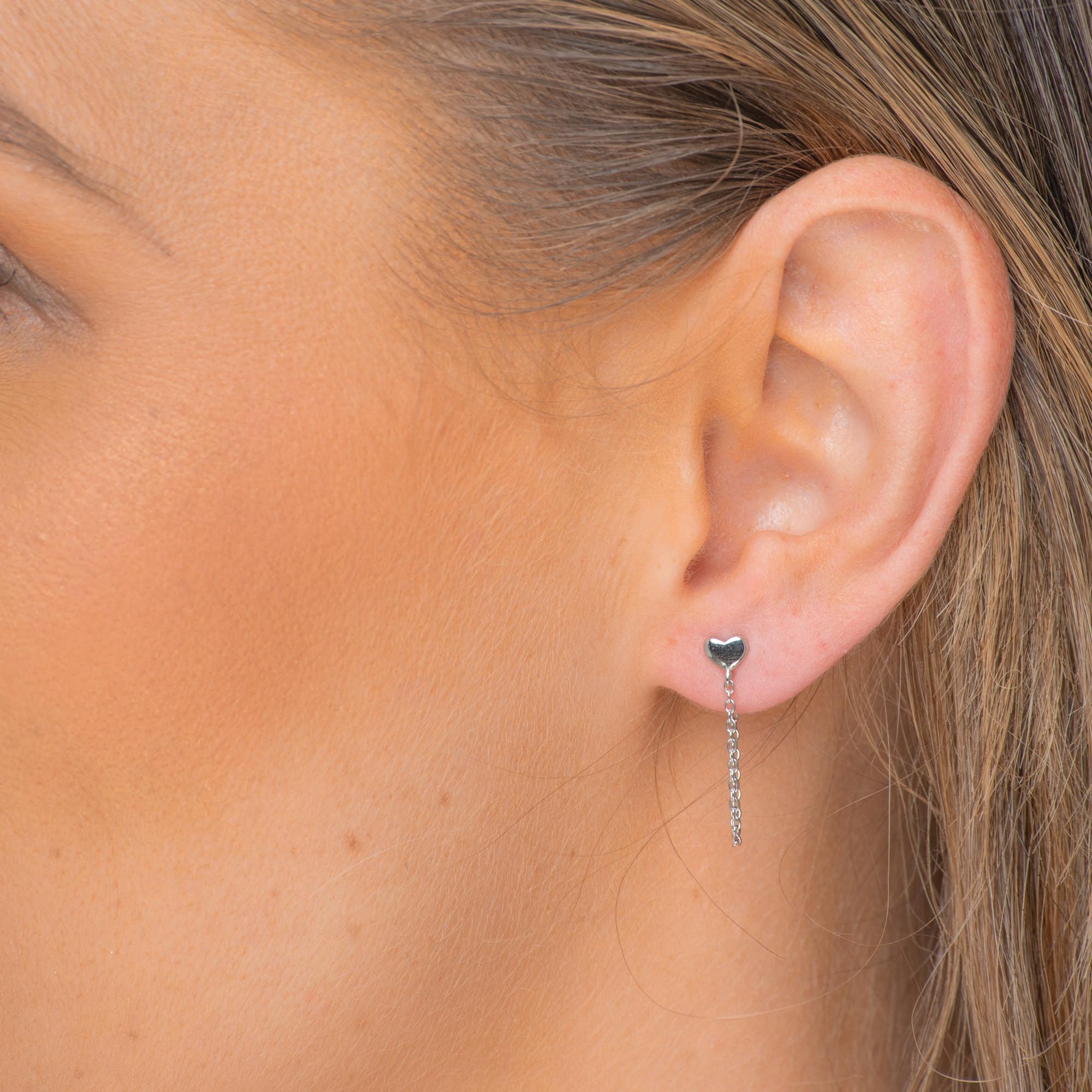 Heart Dangle Chain Earrings - Camile & Stone