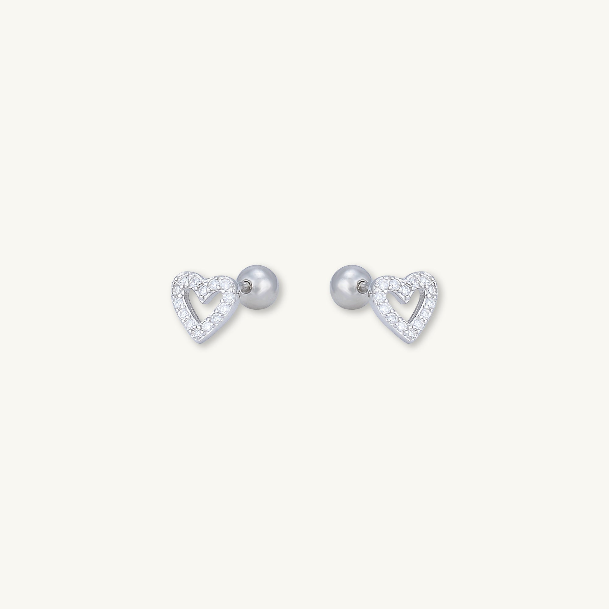 Heart Sapphire Barbell Stud Cartilage Earrings - Camile & Stone