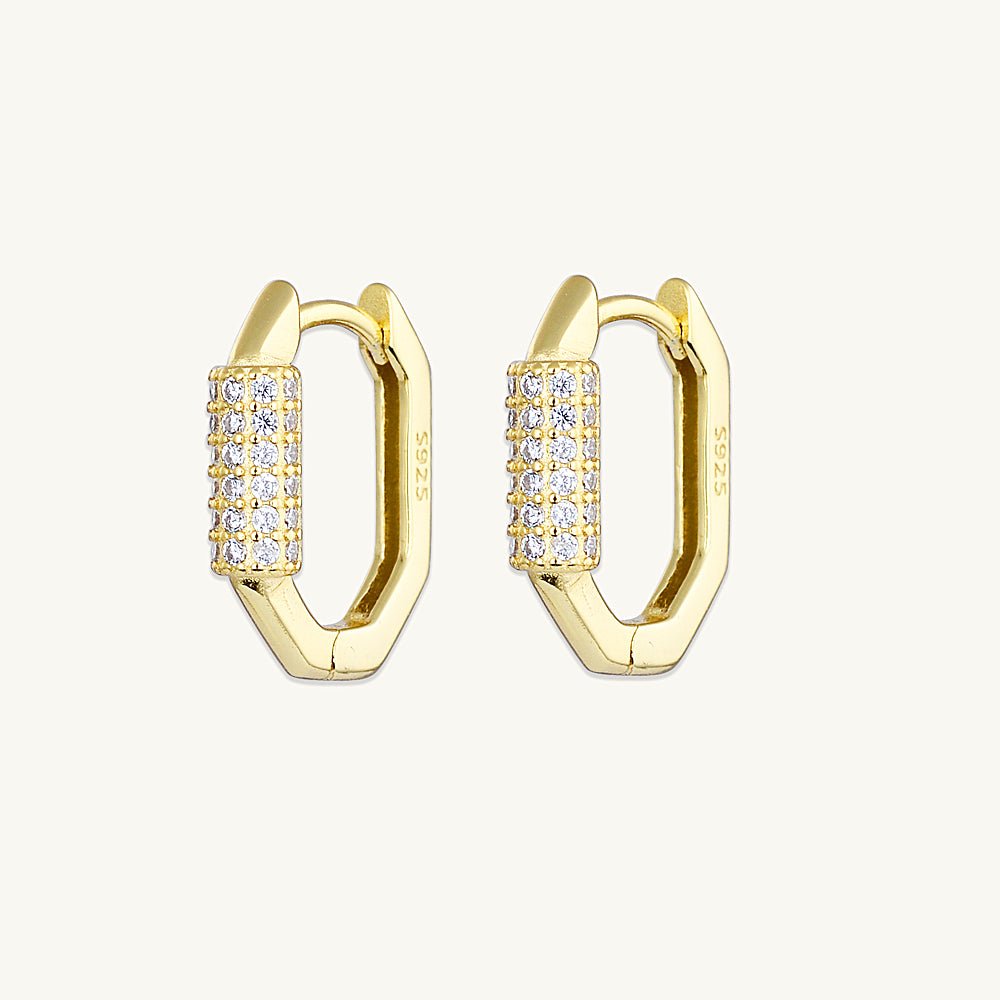 Hexagon Sapphire Huggie Earrings - Camile & Stone