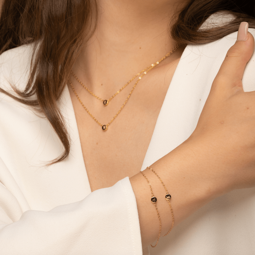 Initial Letter Dot Necklace - Camile & Stone
