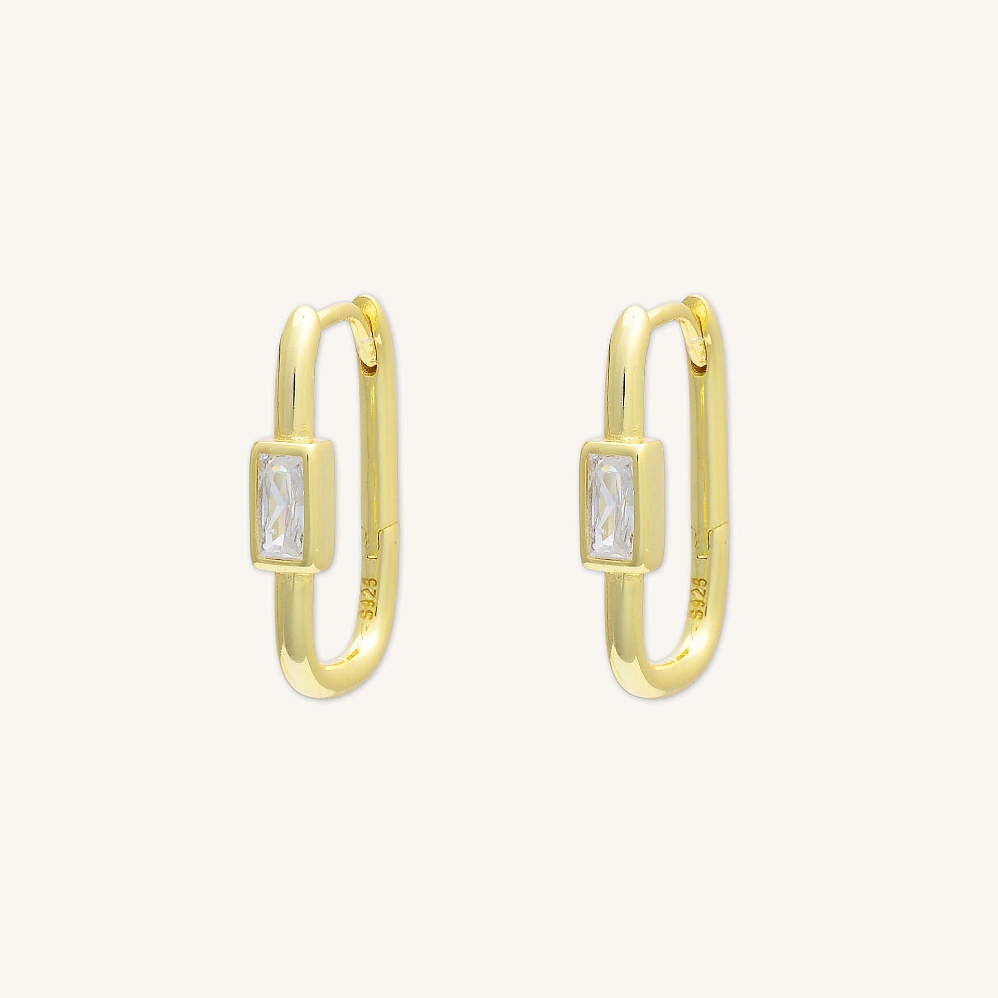 Long Baguette Huggie Hoops Earrings - Camile & Stone