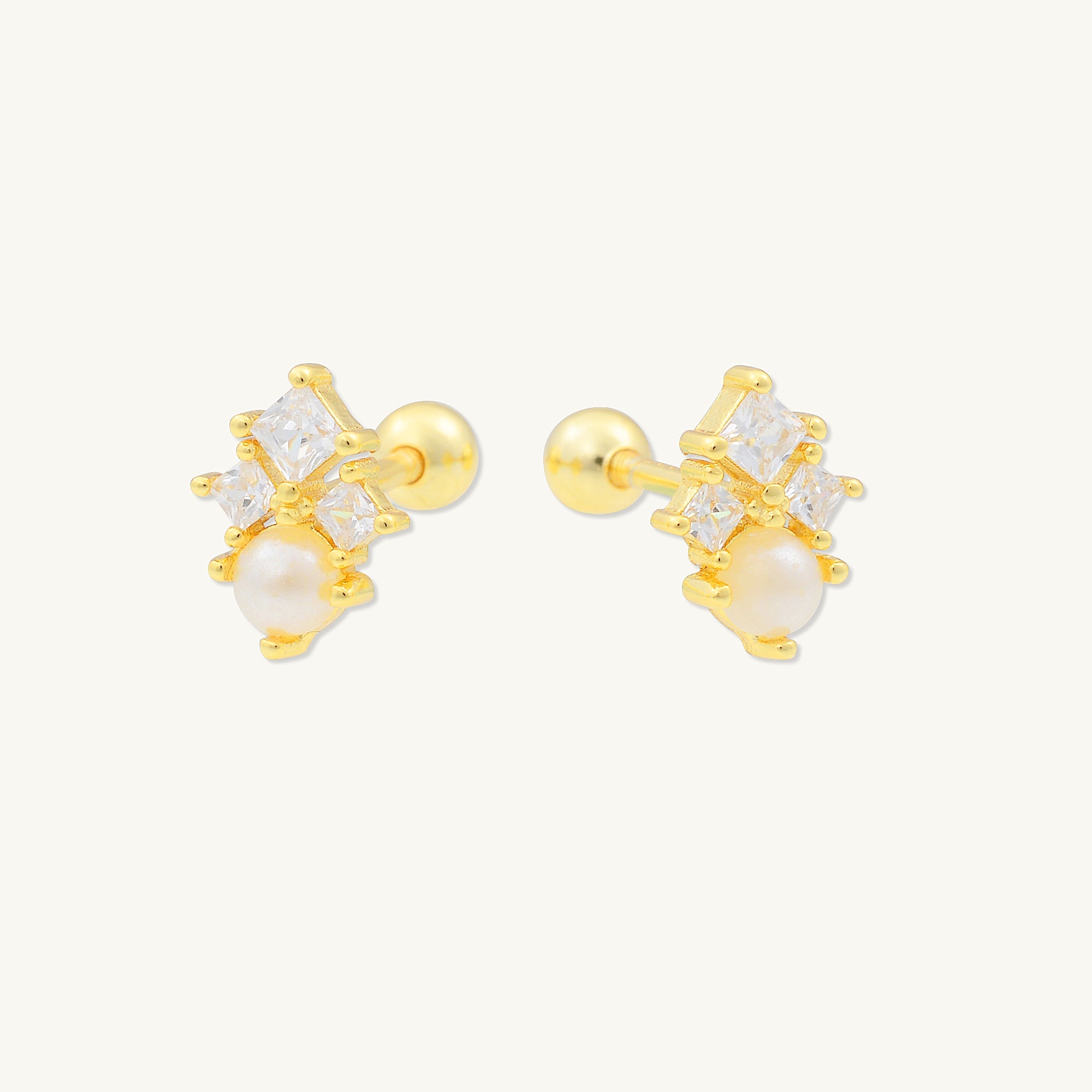 Lotus Pearl Barbell Stud Cartilage Earrings - Camile & Stone