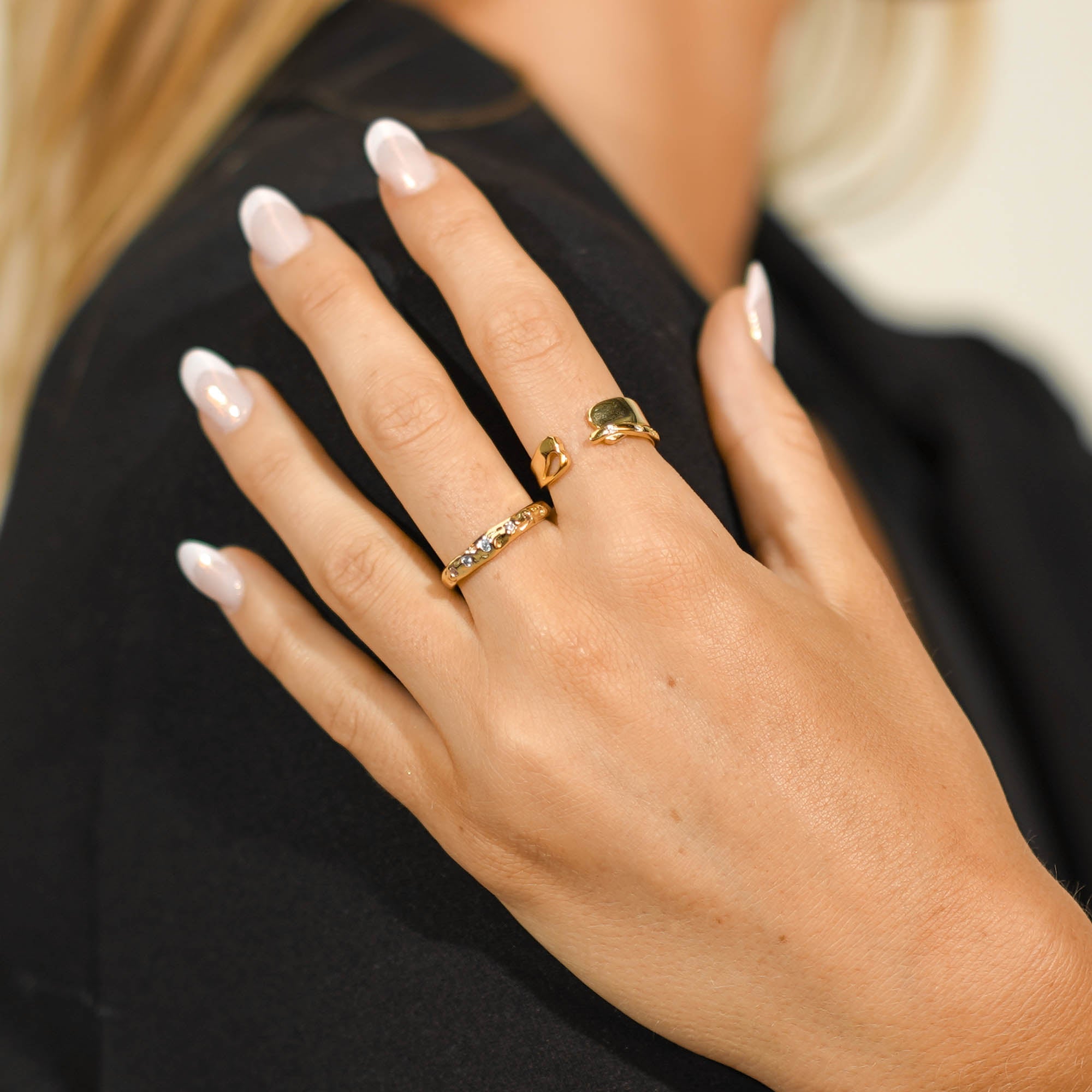 Molten Multi - Gemstone Open Ring - Camile & Stone