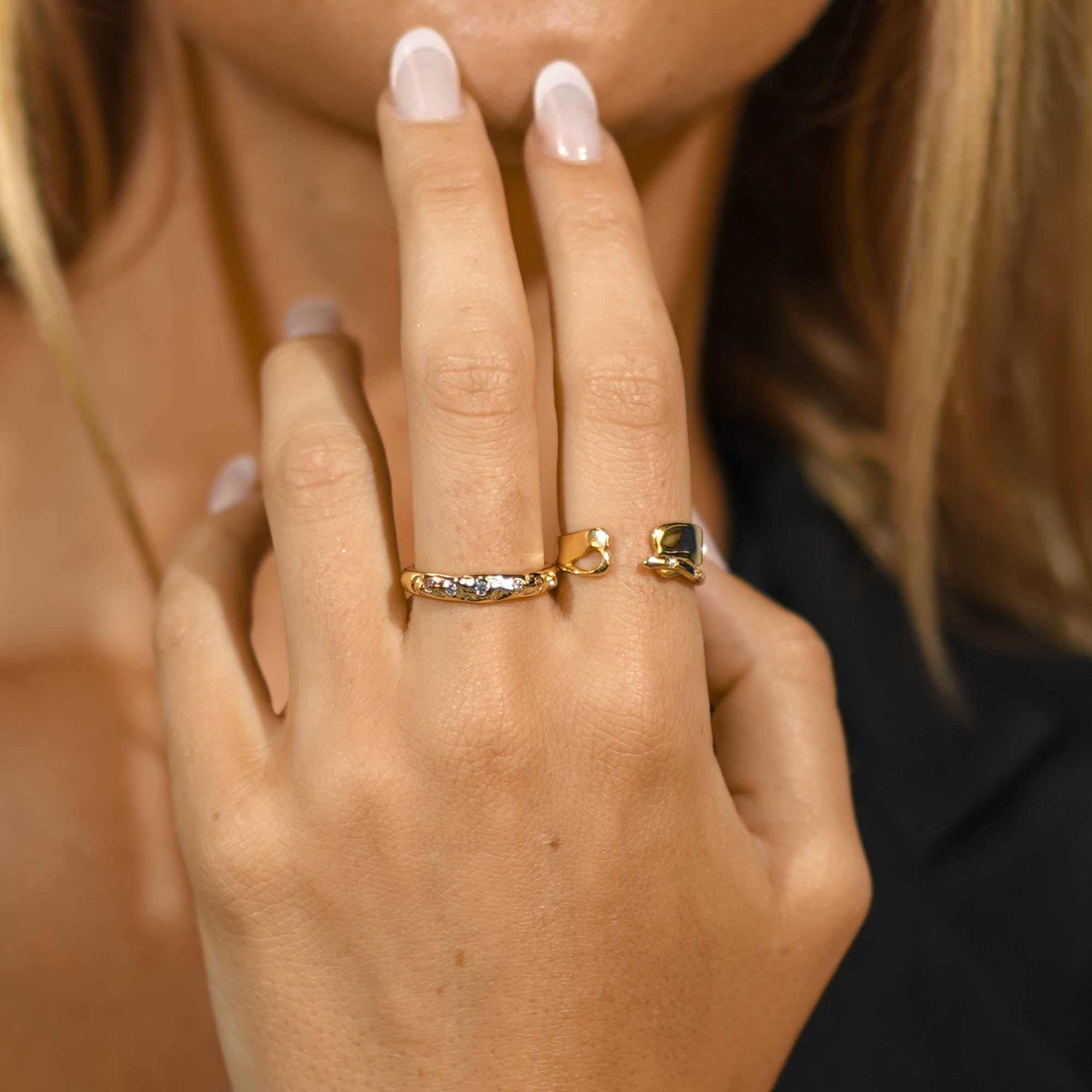 Molten Sapphire Statement Open Ring - Camile & Stone