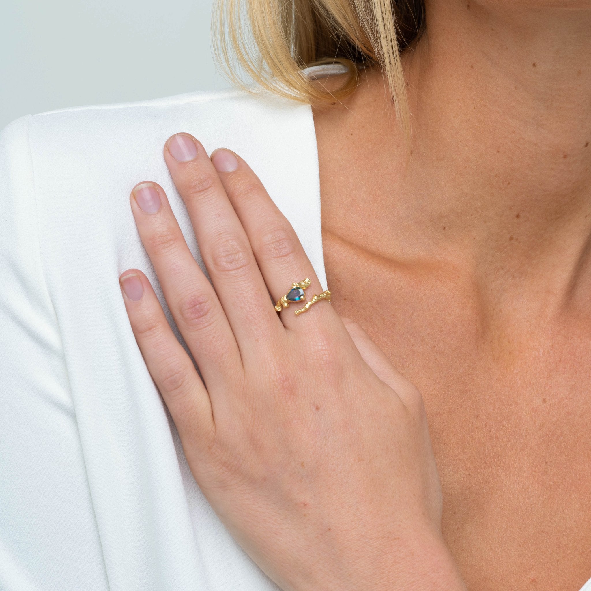 Molten Teardrop Wrap Open Ring - Camile & Stone