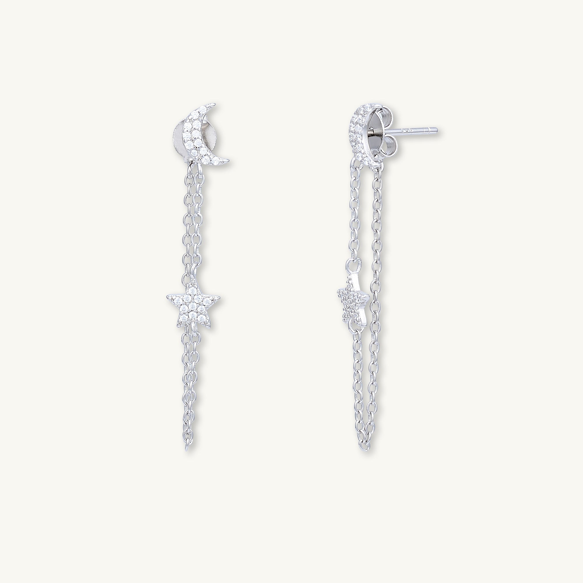 Moon & Star Dangling Sapphire Earrings - Camile & Stone