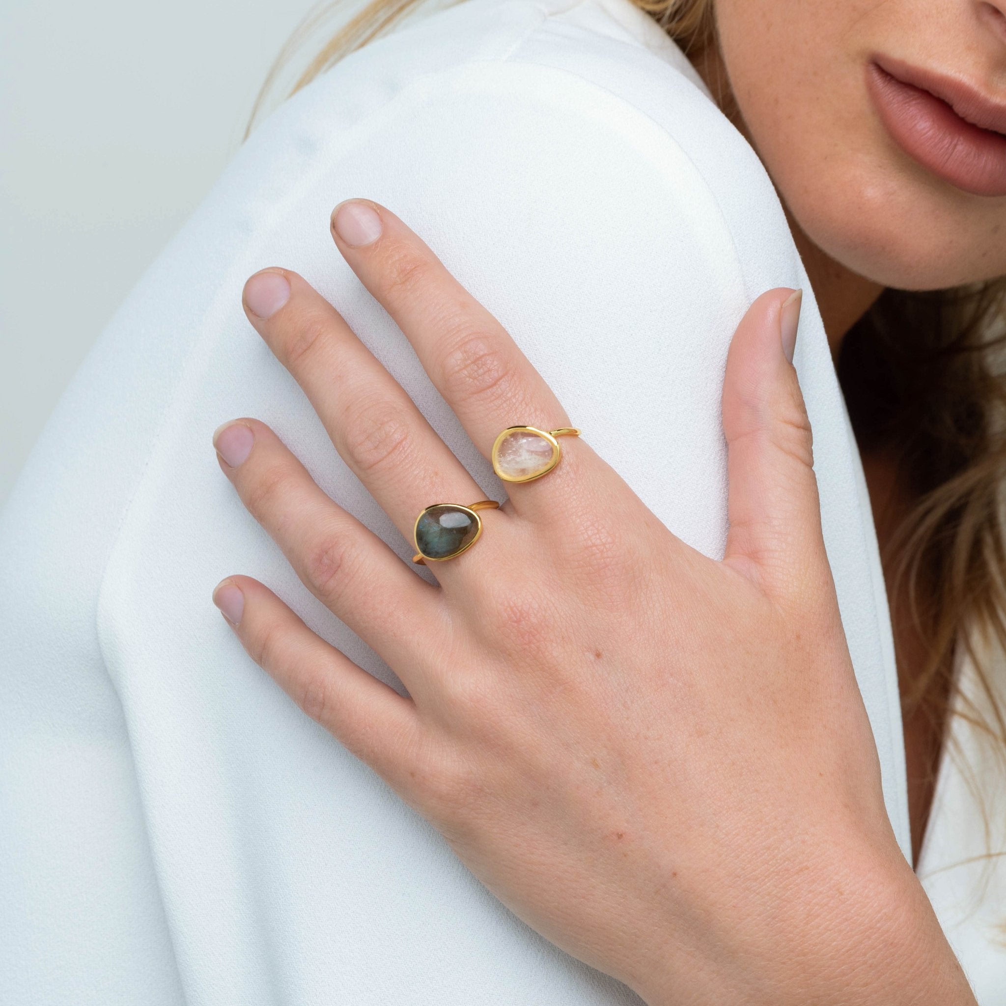 Moonstone Oval Statement Open Ring - Camile & Stone