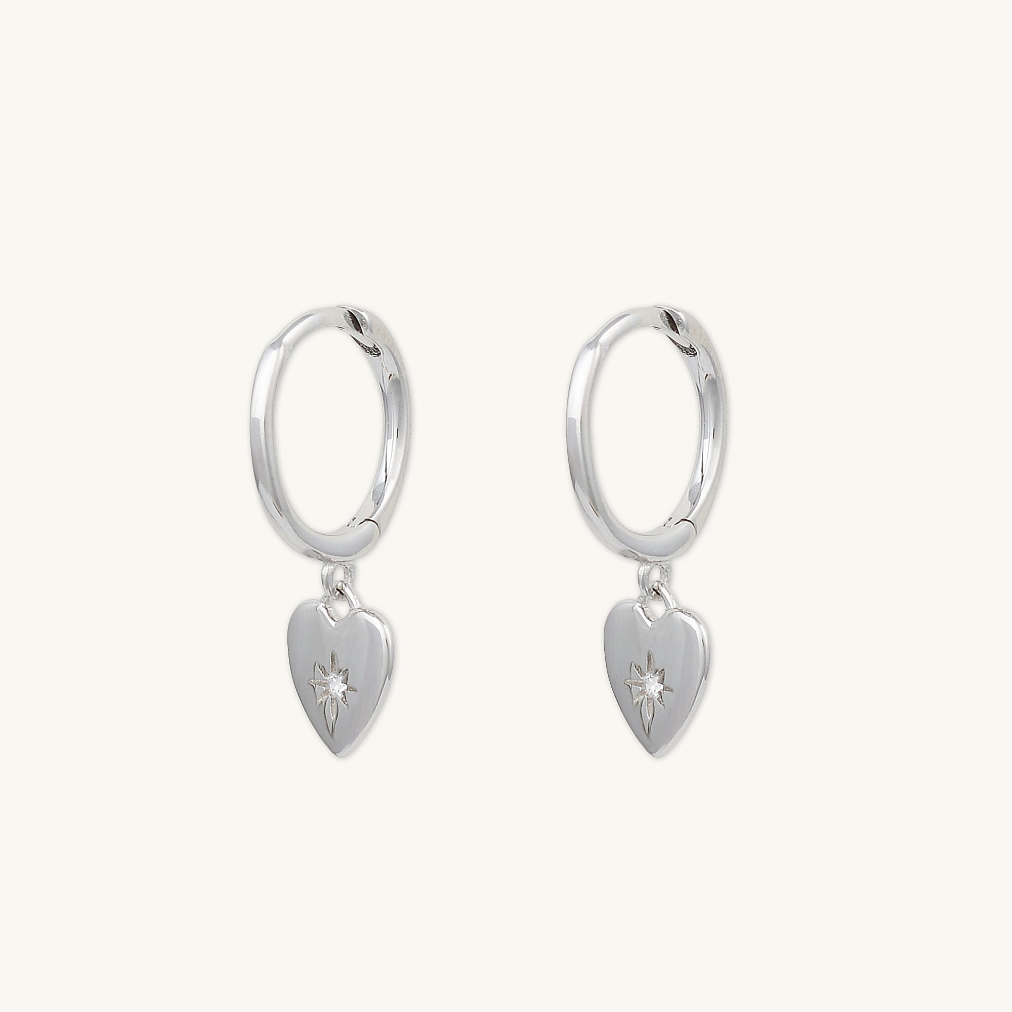 North Star Heart Huggie Hoop Earrings - Camile & Stone