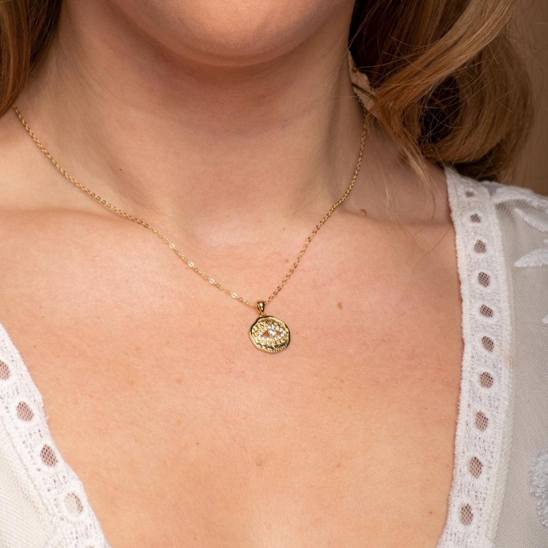 Pave Evil Eye Pendant Necklace - Camile & Stone