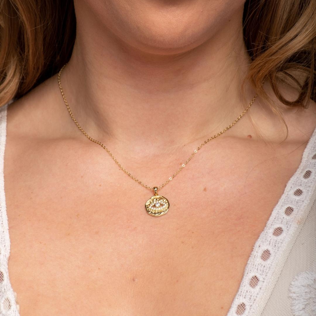 Pave Evil Eye Pendant Necklace - Camile & Stone