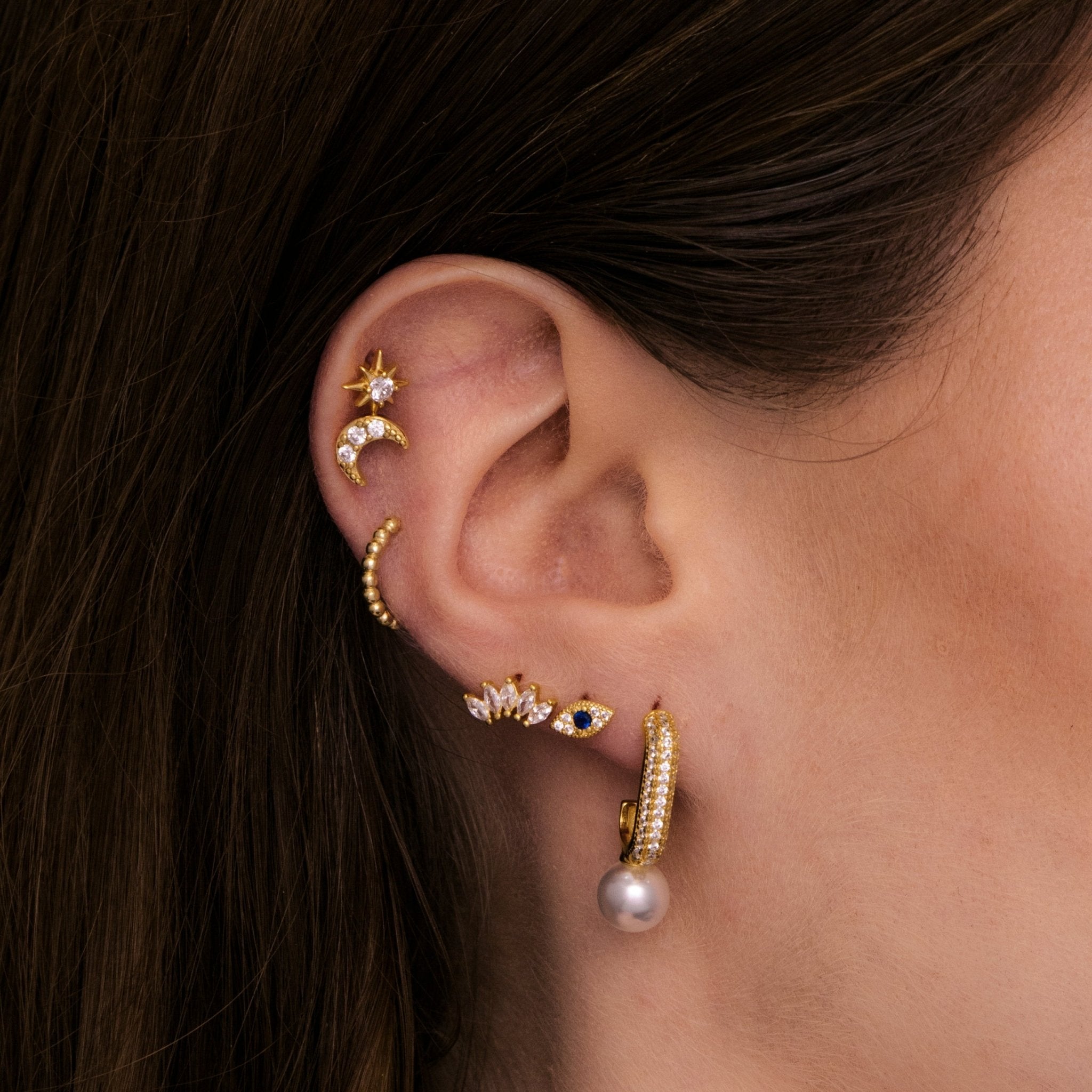 Pearl C Shaped Huggie Earrings - Camile & Stone