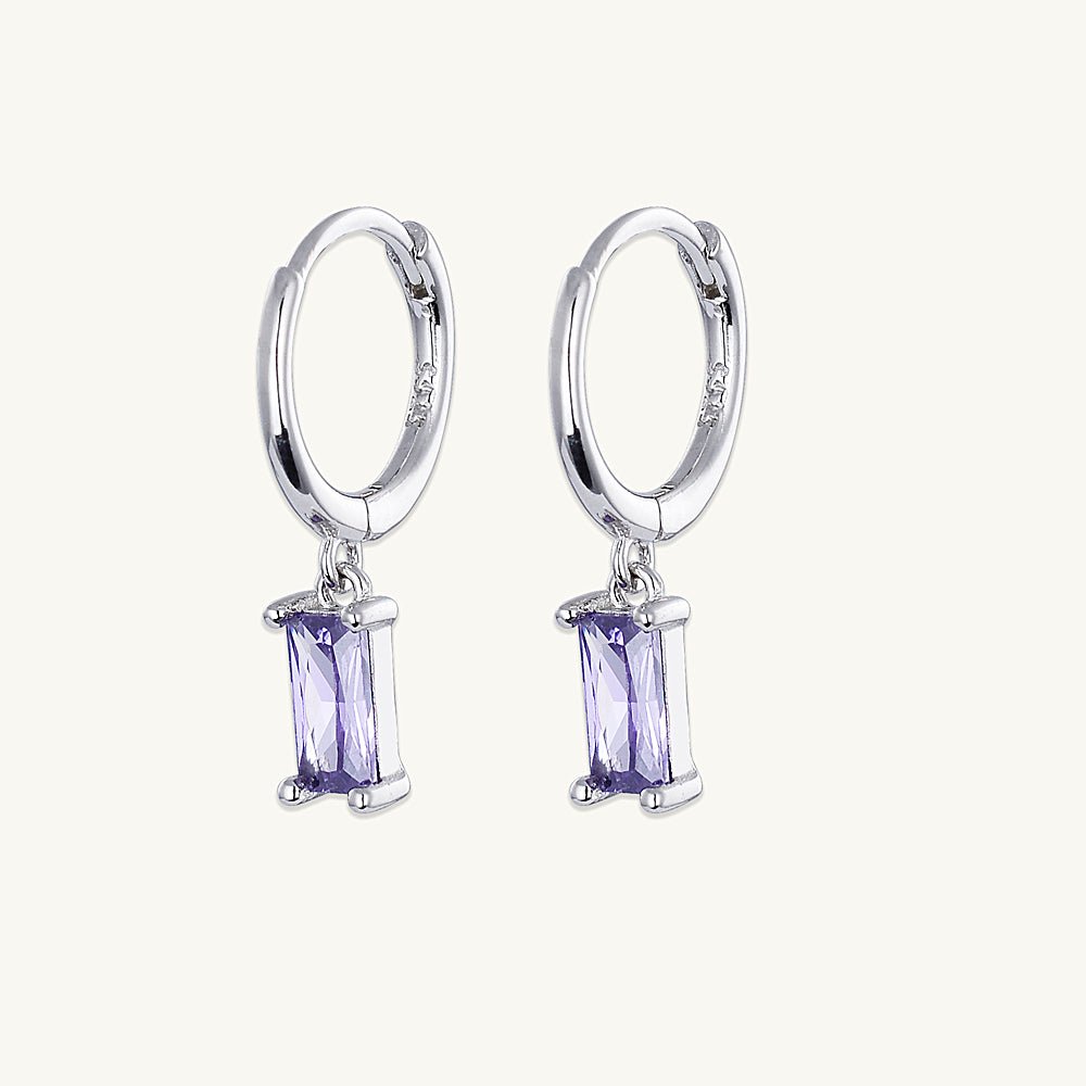 Purple Baguette Hoop Earrings - Camile & Stone