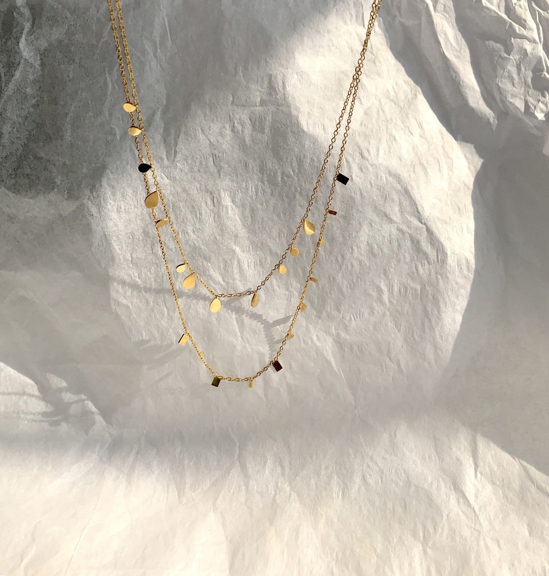 Raindrop Layering Chain Necklace - Camile & Stone