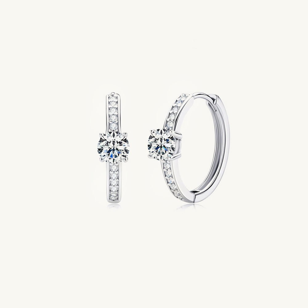 Round Cut Moissanite Hoop Huggie Earrings 0.5 Carat - Camile & Stone