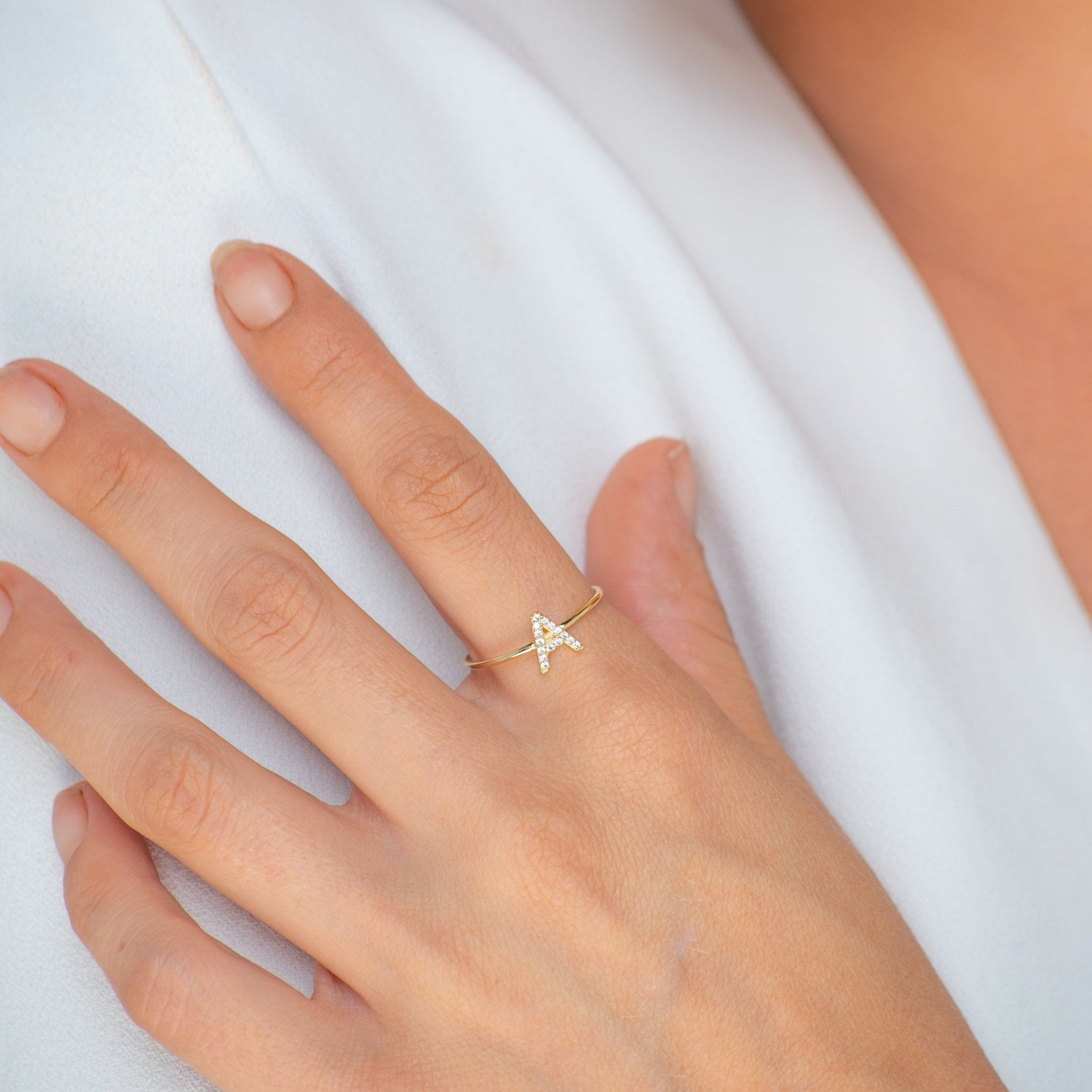 Sapphire Initial Letter Ring - Camile & Stone